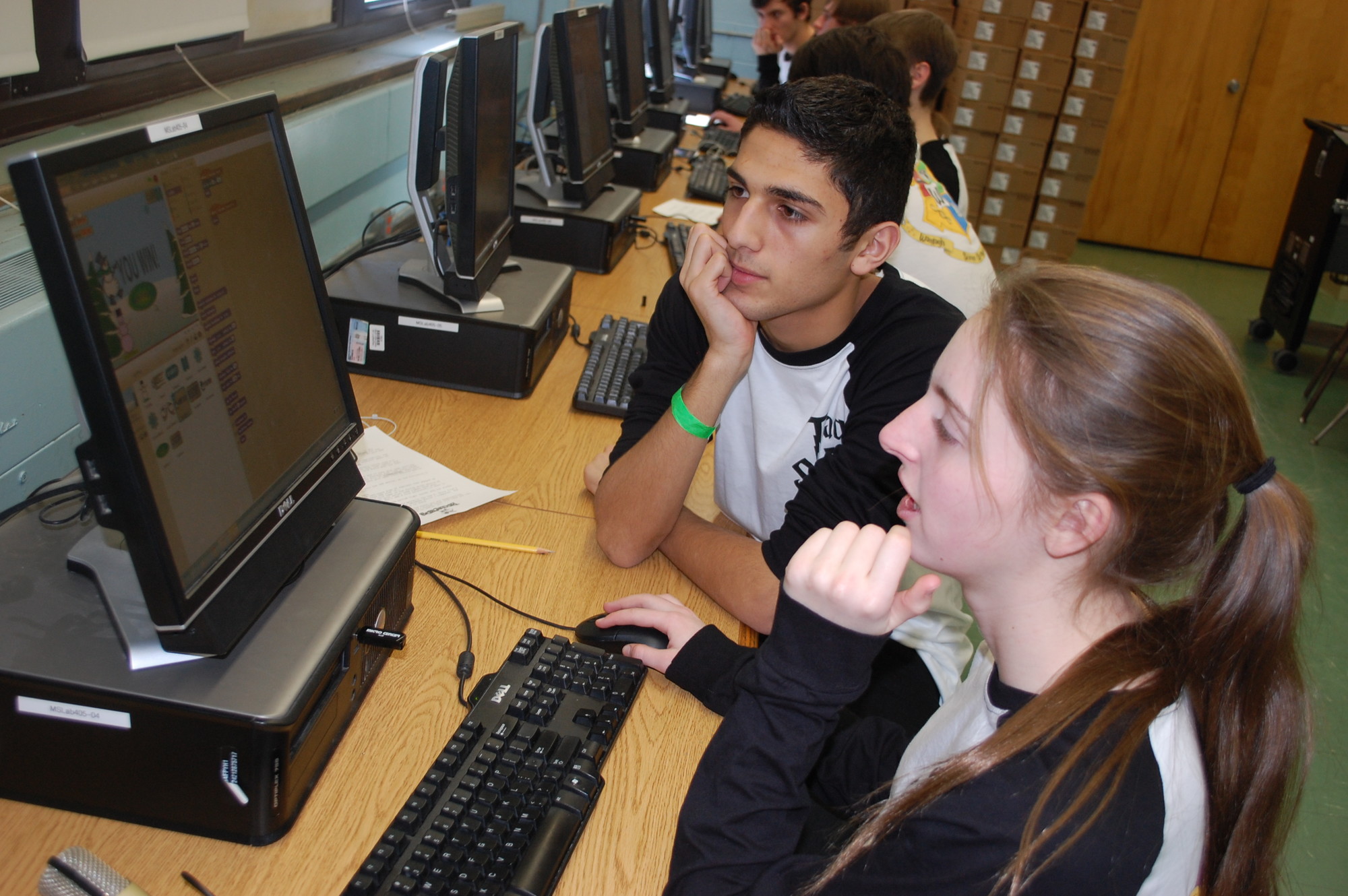 Chris Mountanos and Marissa Polack, of Wantagh, placed first in “Game On,” a new event this year that required the creation of a video game.