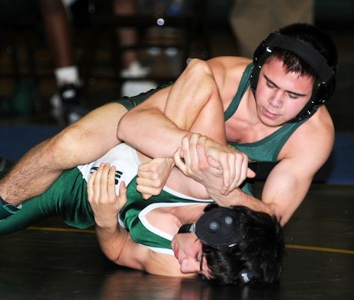 Lynbrook 126-pound sophomore Matt Swanson, top, is eyeing another All-County finish after placing fifth in Nassau last season.