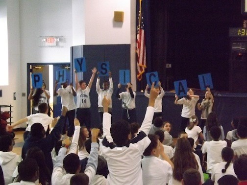 Students had to spell out long words using teamwork in the game show event at St. Christopher School during National Catholic Schools Week last Friday.