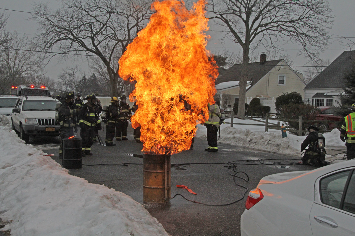 Wantagh Firefighters burned off remaining propane to prevent an explosion on Crescent Lane in Levittown.