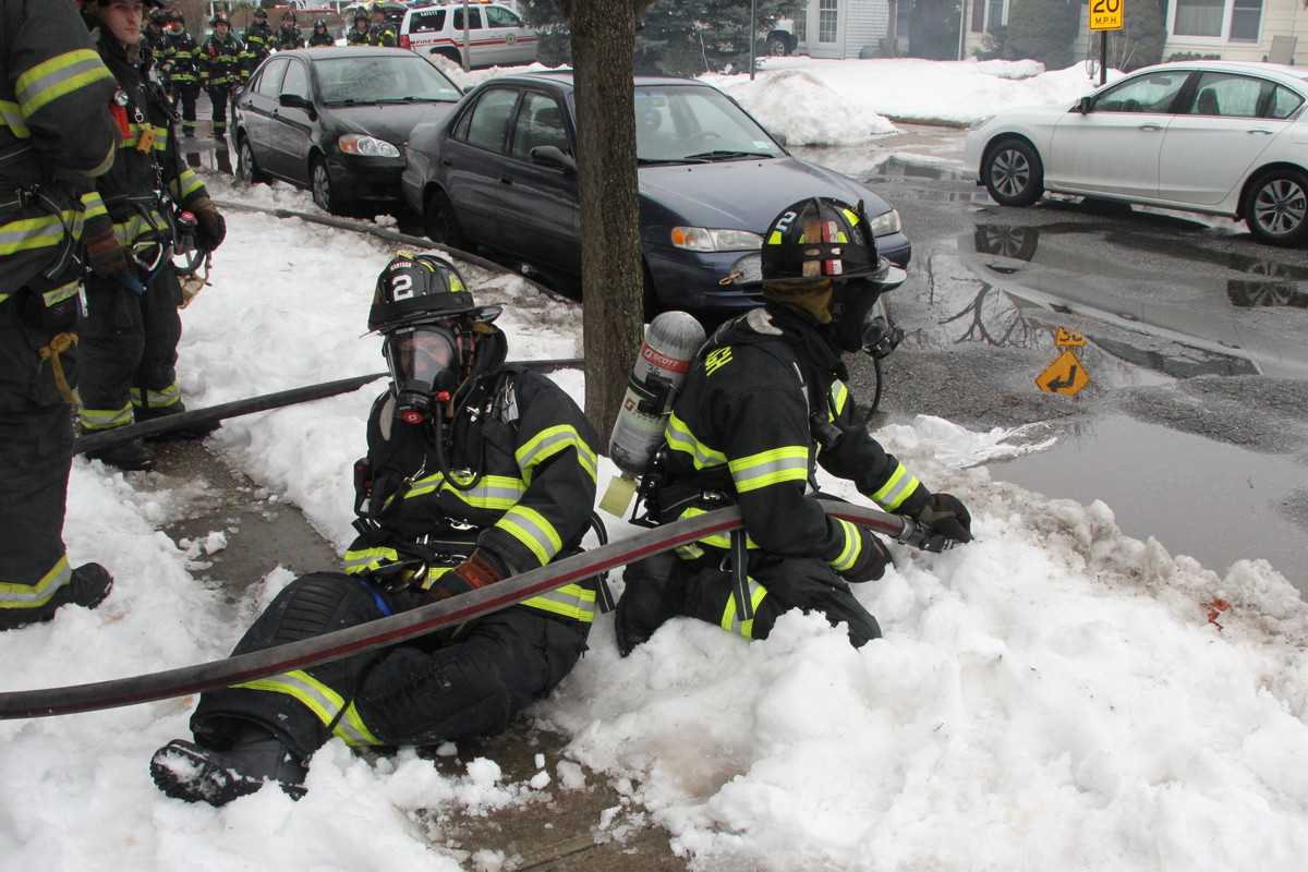 Firefighters had their hoses at the ready.