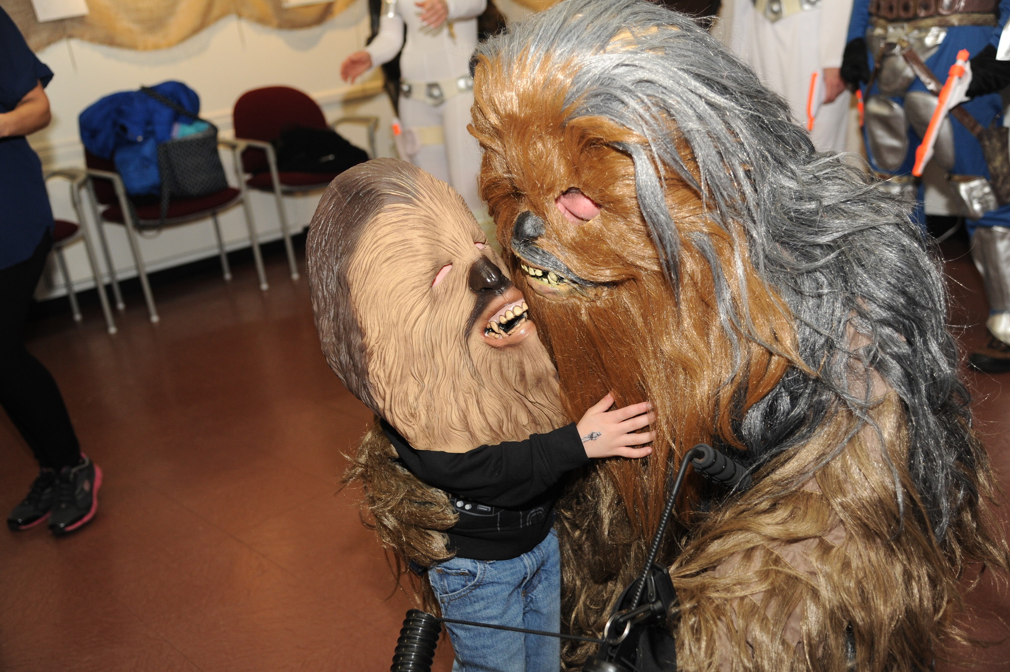 Charlie Lamarca, 5, donned his Chewbacca garb to take a picture with “Chewie” himself.