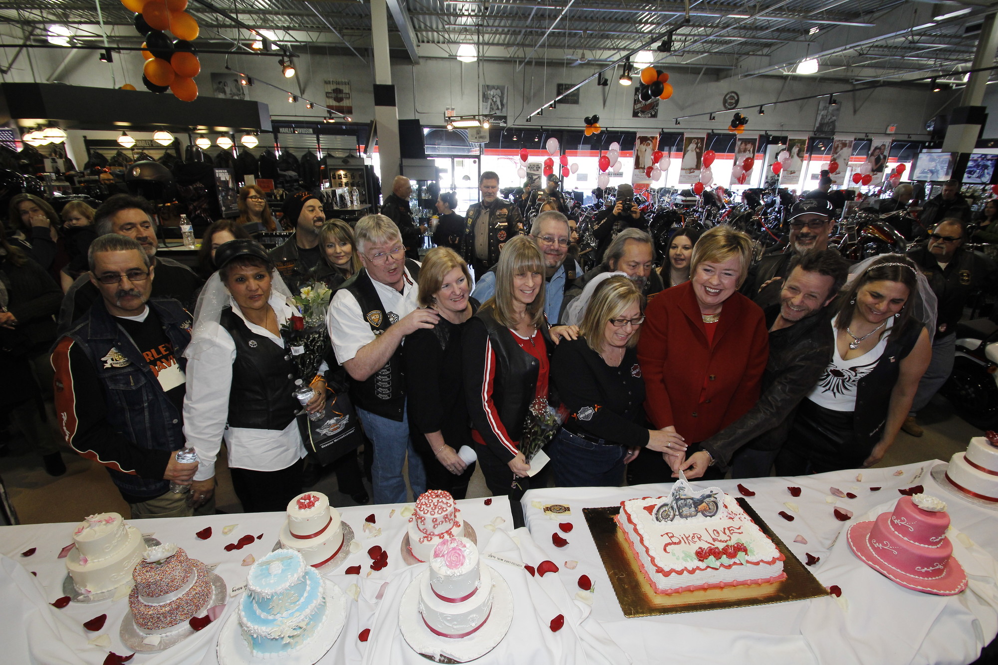 Town of Hempstead officials joined the staff of Harley-Davidson of Nassau County, in Bellmore, to create a memorable wedding-vows-renewal ceremony on Feb. 13.