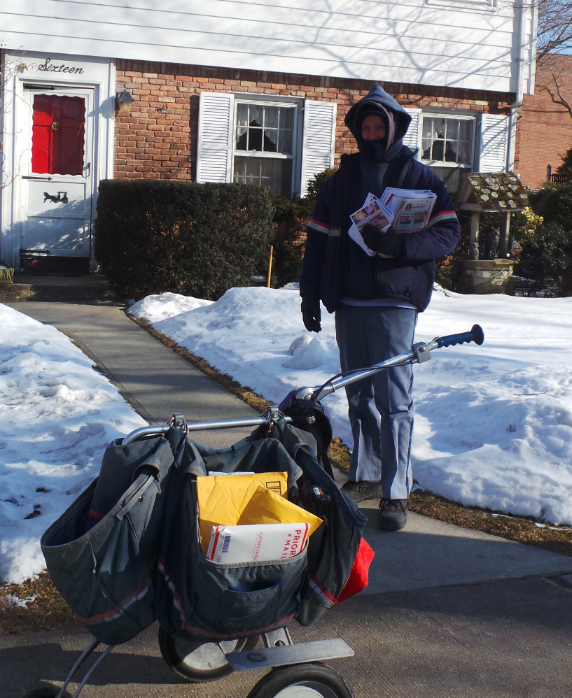 Peter Glamkowski, a former village resident and a postal worker for the Malverne Post Office, was outfitted for the sub-zero real feel temps as he delivered mail on St. Thomas Place.