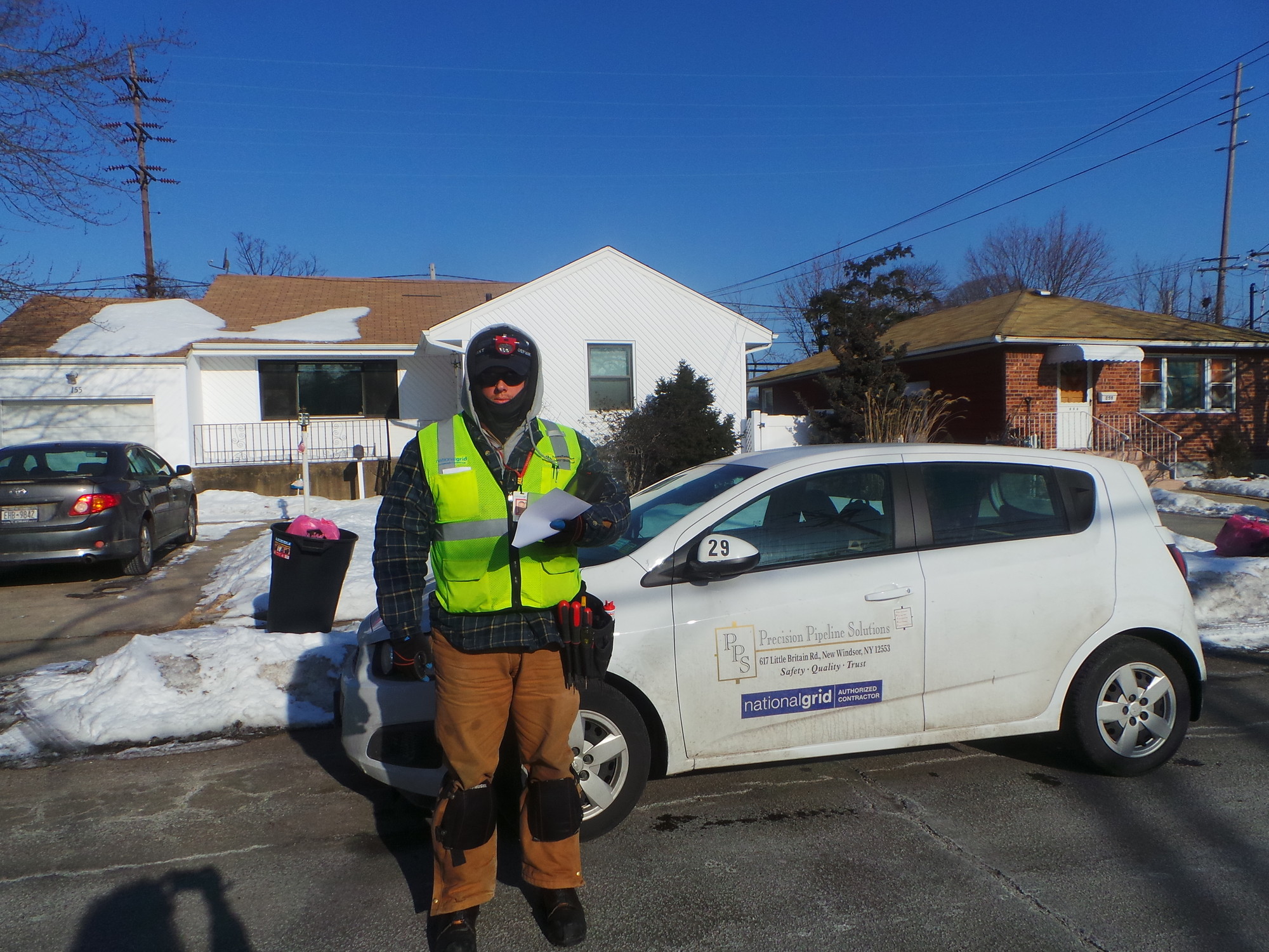 John Carter from National Grid was found bundled up and ready to read meters on Church Avenue in Malverne.