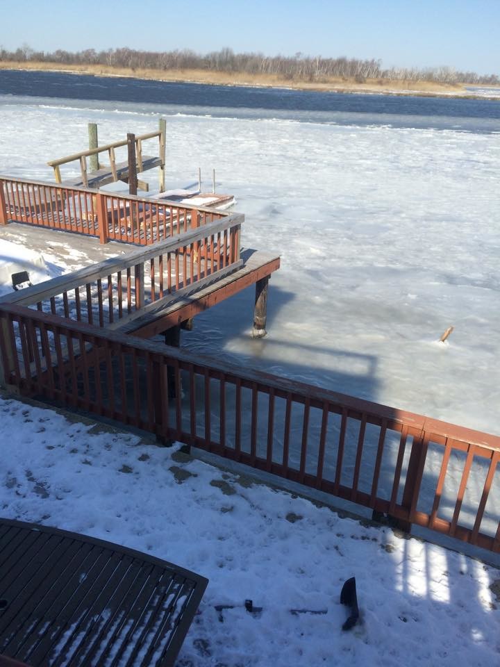 The low temperatures created icy conditions along Reynolds Channel.
