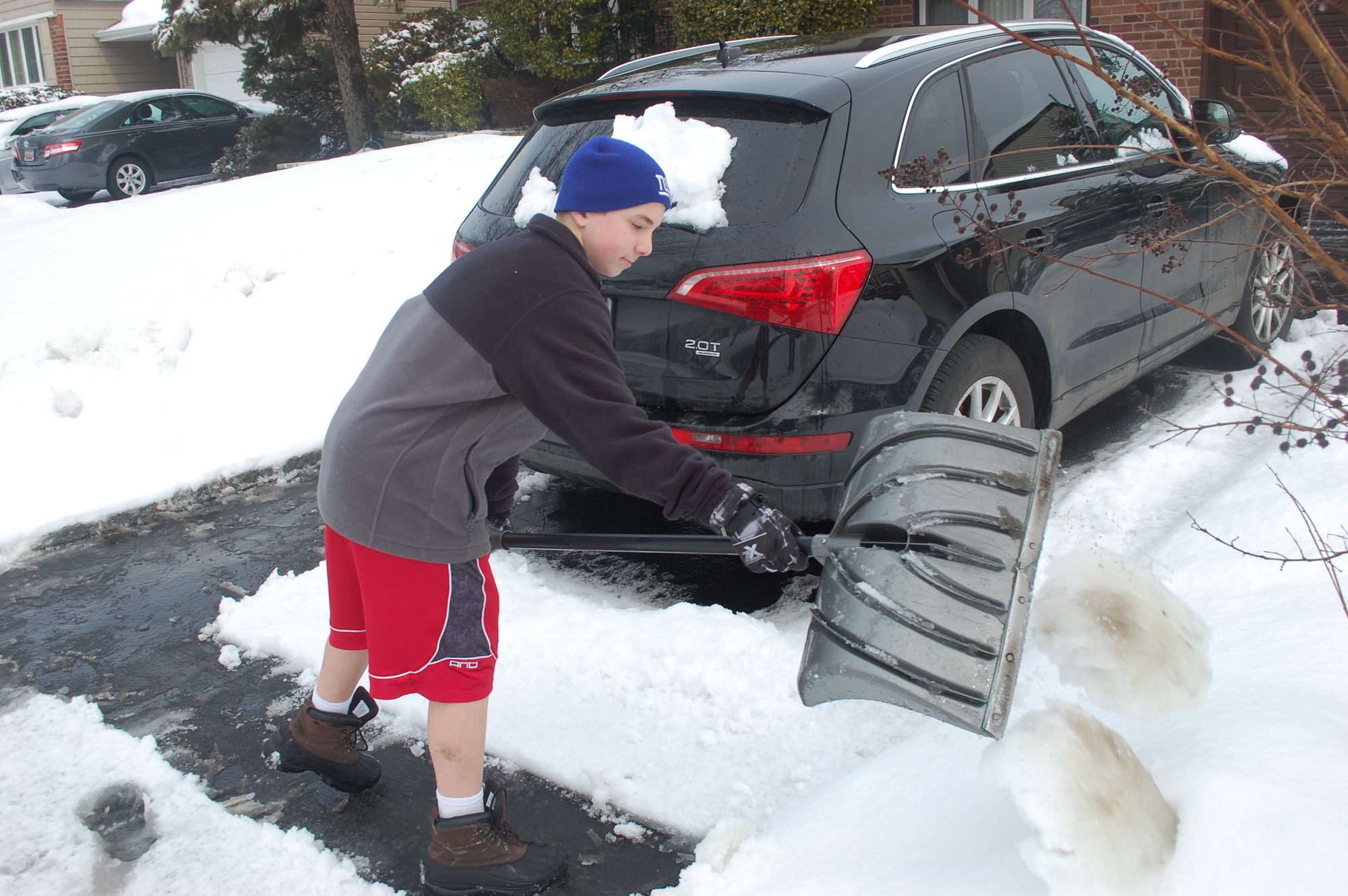 With baseball Practice set for that afternoon, 13-year-old Sean Cunnane, of Wantagh, was already dressed for the part as he shoveled out for a neighbor on Jonathan Lane last Sunday following the latest bout of snow.