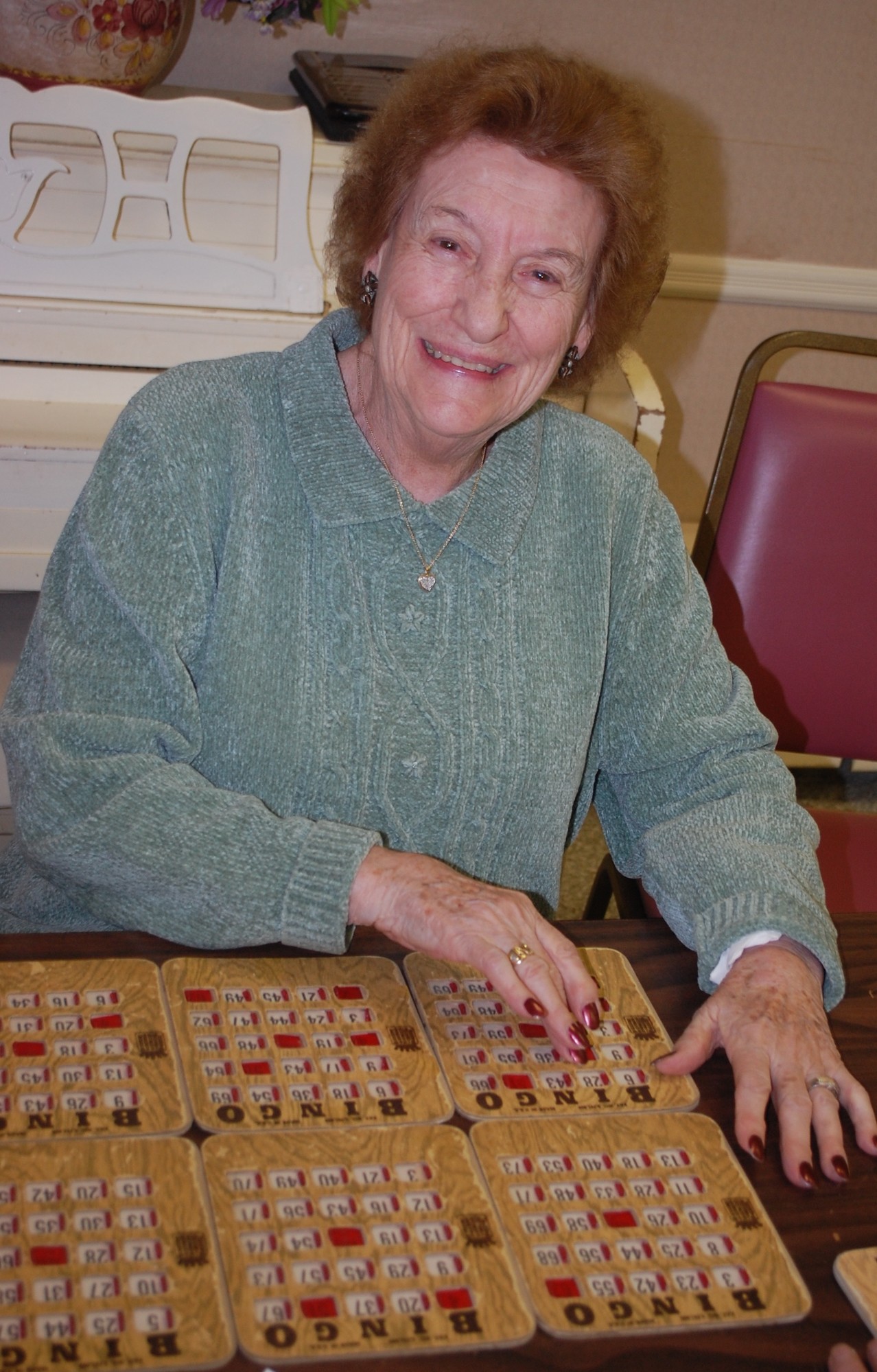 Meredith Schiraldo enjoys getting out of the house and playing bingo with her friends at the senior center.