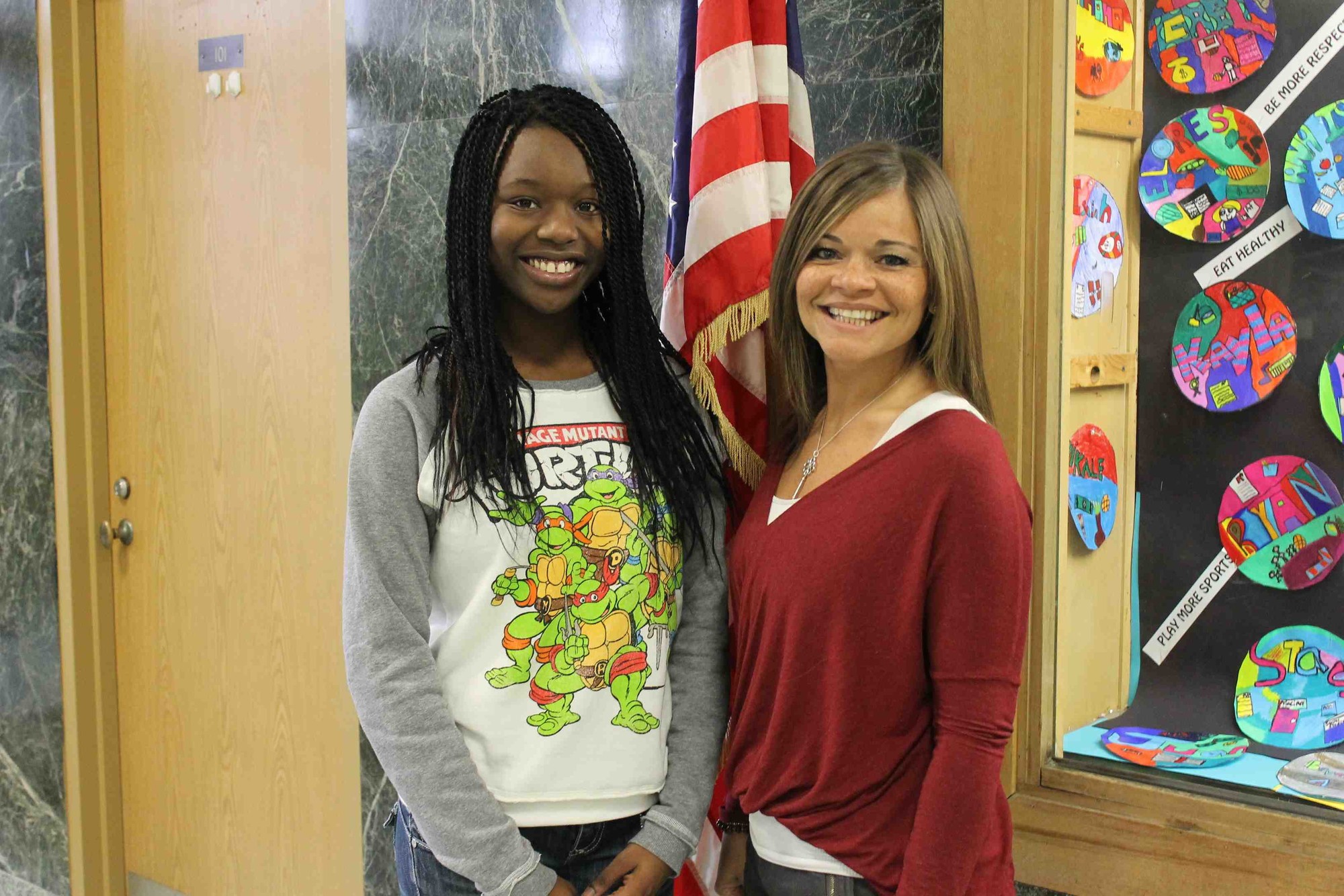 Ogo Chukwuma will compete in the Feb. 27 competition at Farmingdale State College. She is pictured with teacher Kim Cazzetto, who coordinated the school event.