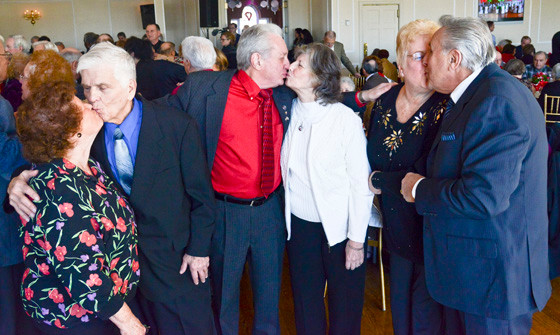 Nan & John Gallo, Pat & Hank Kiesche, Janet and Lou Boero, best friends from Oceanside renew vows together at Coral House.