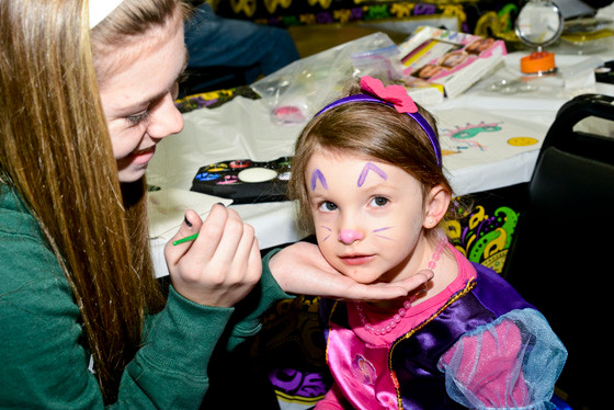 Harli Blau, 3, had her face painted to match her dress.