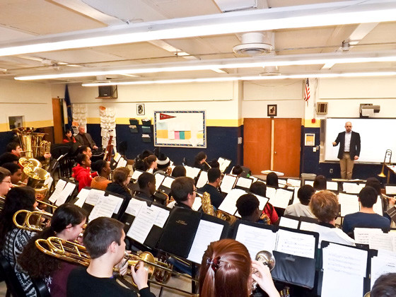 Band students rehearsed for an upcoming performance at the Tilles Center.