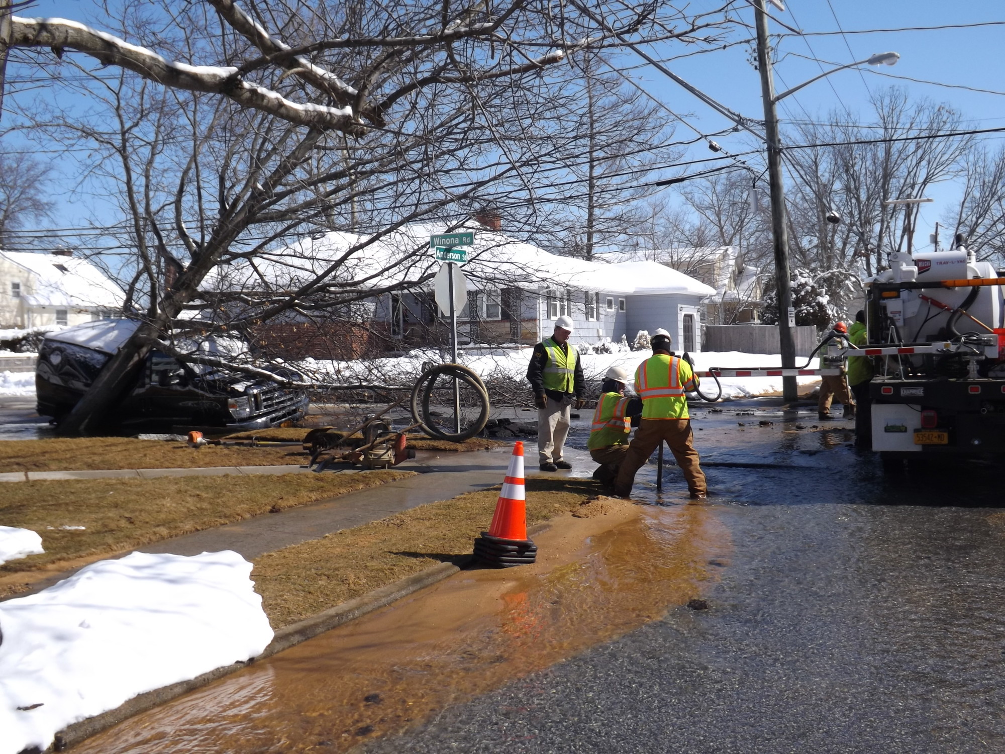 Crews worked to shut off valves to reduce the number of customers without water.