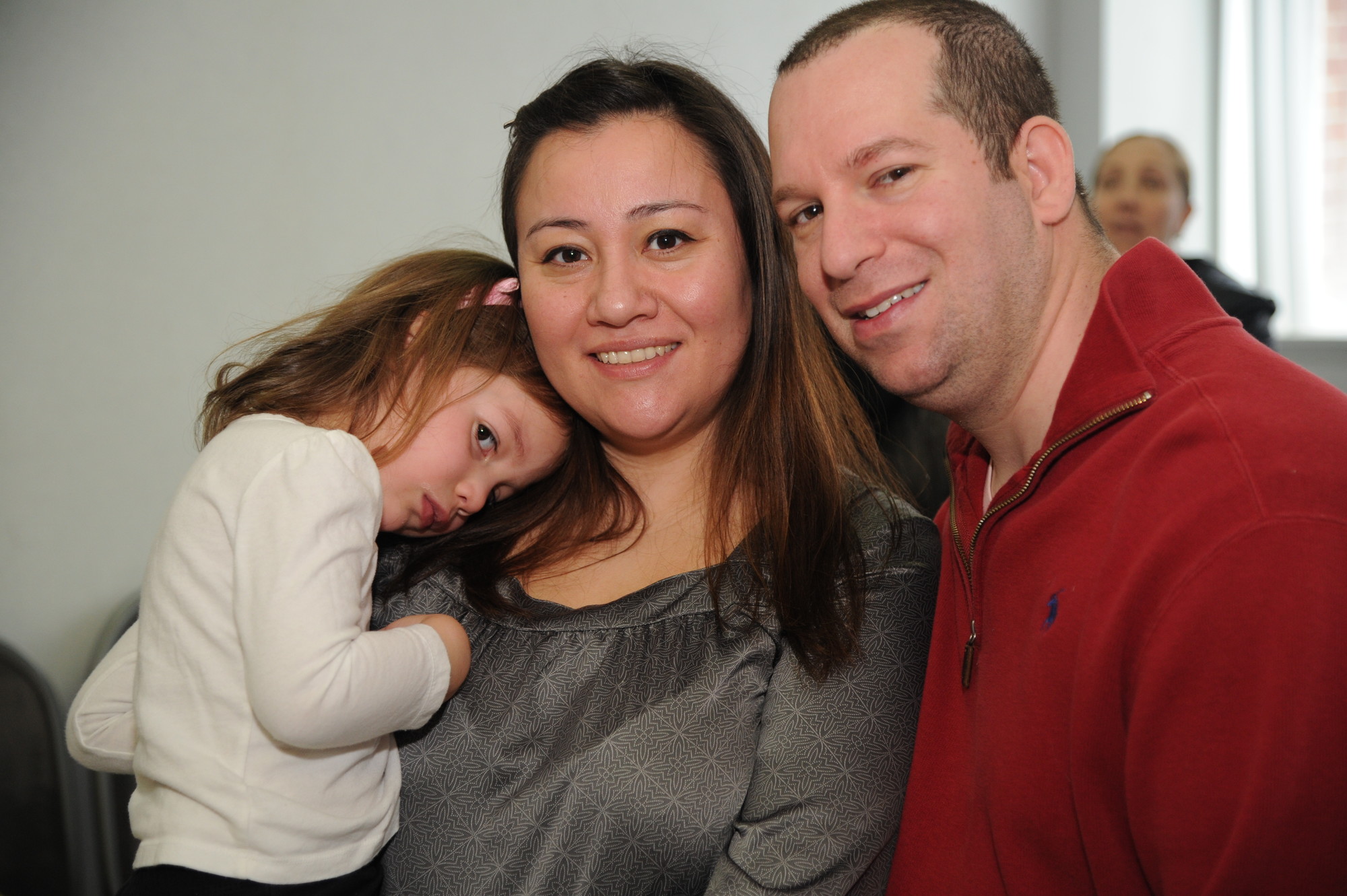 Dina Lefkowitz, with her husband, Evan, and daughter, Emily, 3, said she     was “overwhelmed” by the community support.
