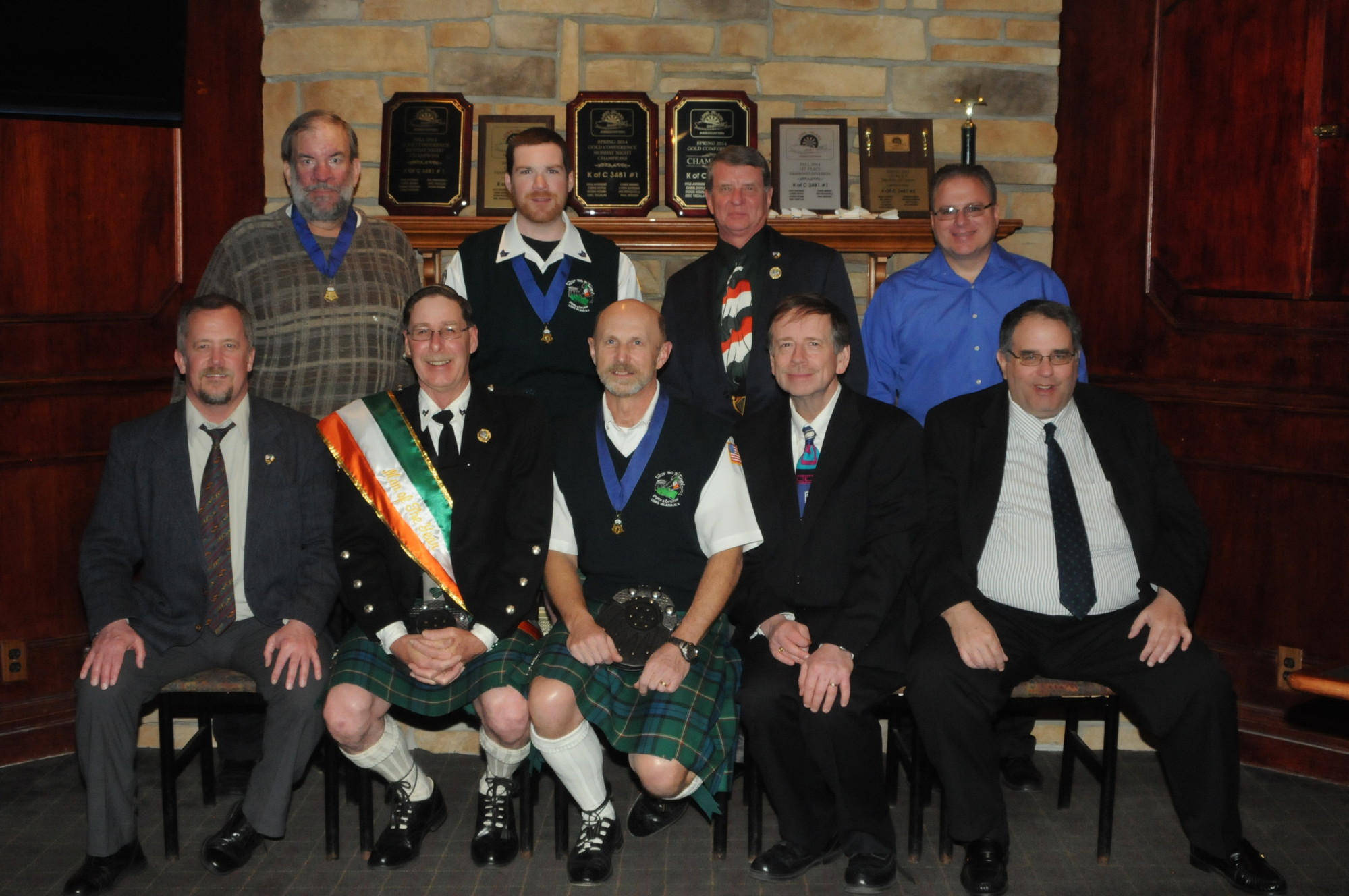 Ancient Order of Hibernians Division 14 Executive Board, Sitting Left to right, Jim Henry, Marty Abrams, Tom Piderit, Mike Lavin, Bill O’Hara.  Standing Left to Right, Larry Budd, Ryan Costigan of Oceanside, Joe Gavin, Chris McNulty.