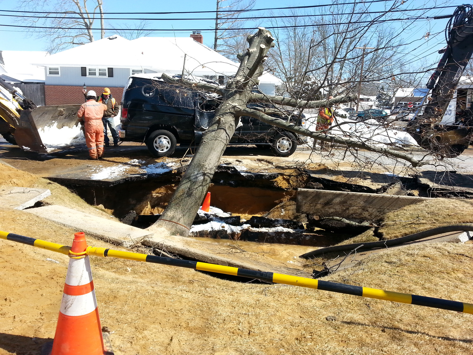 A water main break on Winona Road and Anderson Street in Baldwin left some Oceanside homes high and dry.