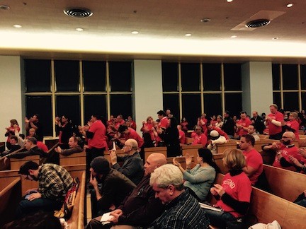 Union members and supporters clashed with city officials at last week’s council meeting.