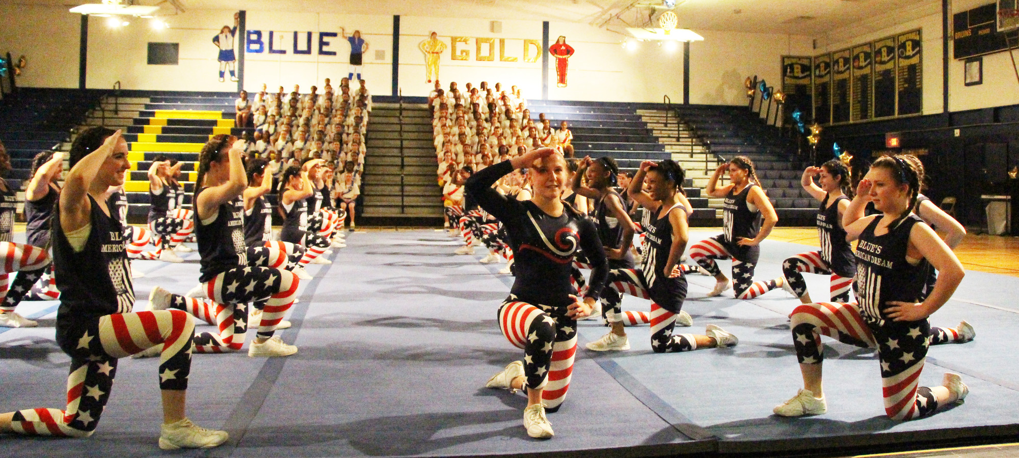 Baldwin High School students saluted during Sportsnite on March 14 while wearing a very patriotic ensemble.