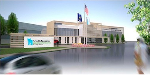 A rendering of the proposed medical arts pavilion that would be built on the former Long Beach Medical Center campus includes a 24/7 emergency department. (Photo courtesy South Nassau Communities Hospital)