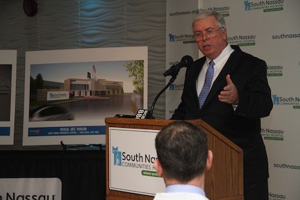 South Nassau President and Chief Executive Officer Richard Murphy presented unveiled plans for a new medical arts pavilion at a press conference at the Long Beach Hotel on Tuesday, prior to its public information day.