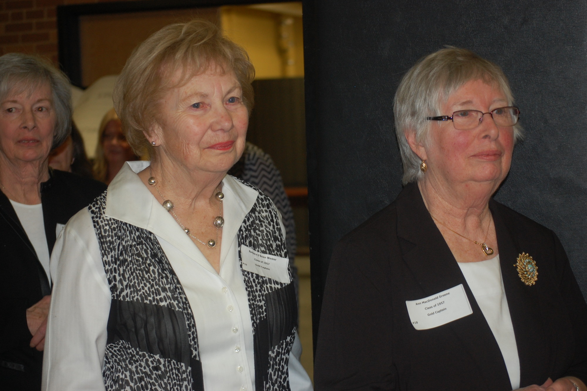 Barbara Wecker, left, and Ann Greene were captains of the 1957 Gold team.