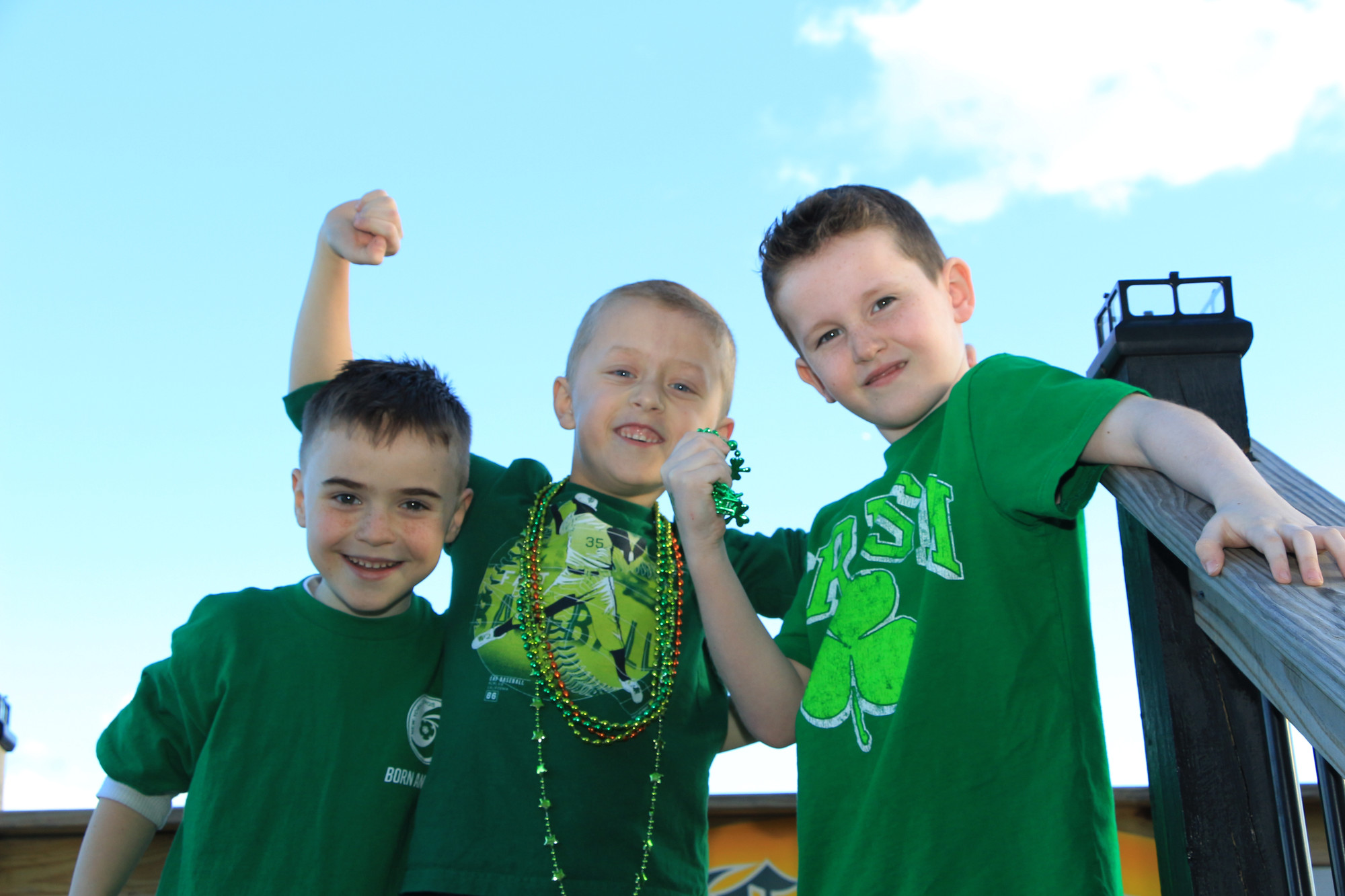 These boys were ready for fun on St. Patrick’s Day with family and friends.  From left were 6 year olds Sean Mahoney, Jack Paul and Tim Barrins.
