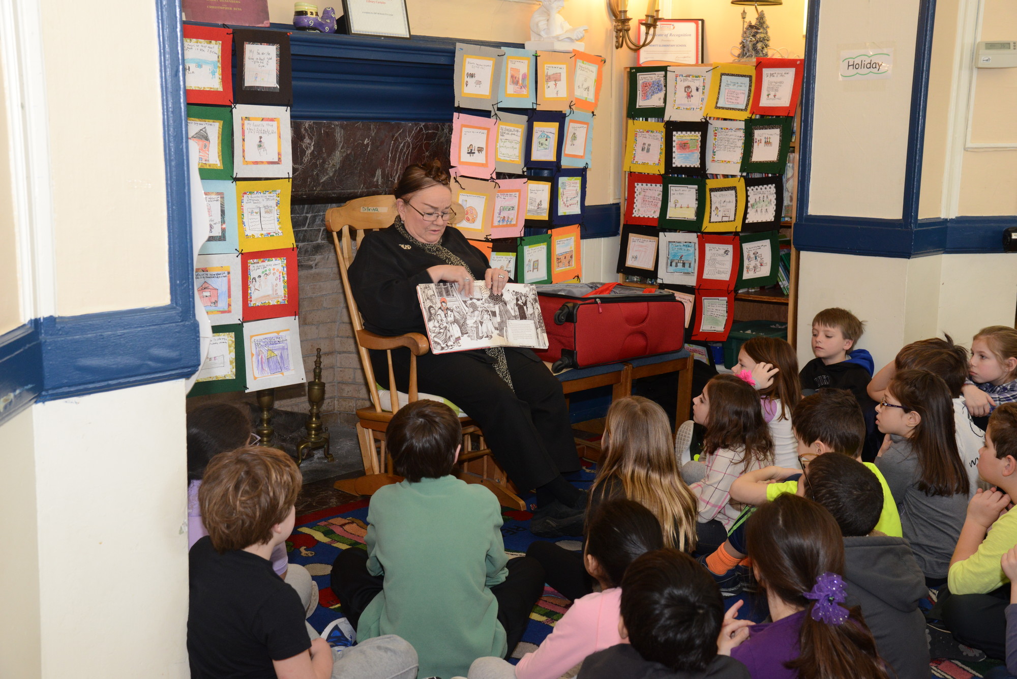 Author Patricia Polacco read one of her books to second graders at the Hewitt School last week.