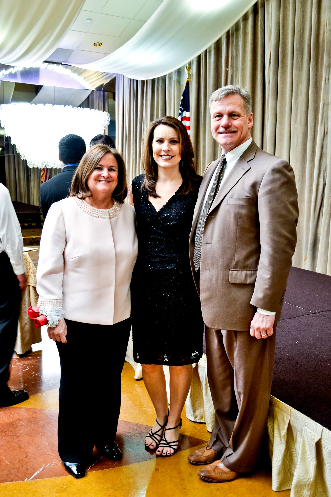 Honorees Abby Behr and James Lethbridge with PTA Council President Tracy Allred Pulice, at center.
