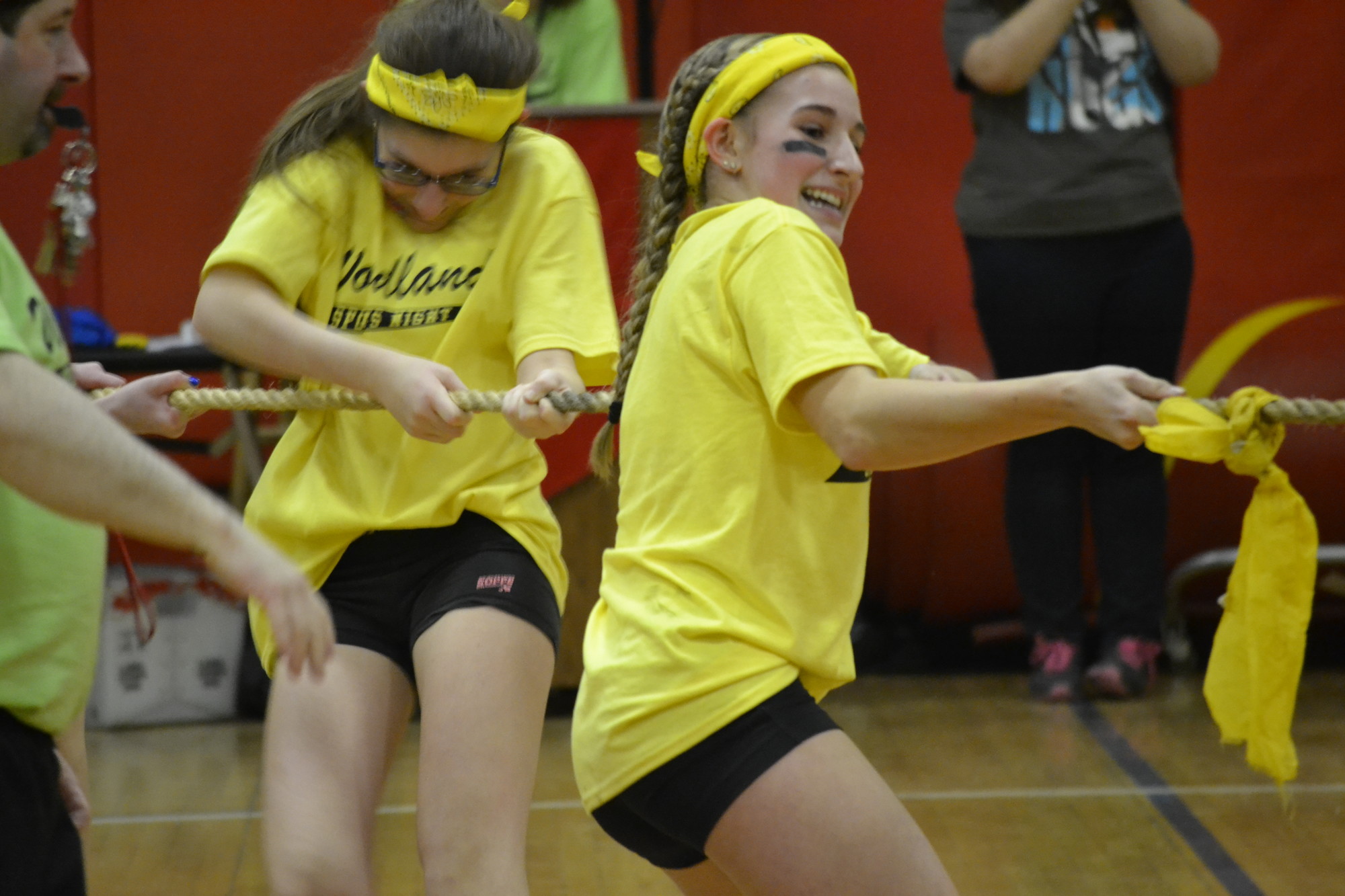 Arianna Duhs put all of her strength into the tug of war, while her friends helped her out.