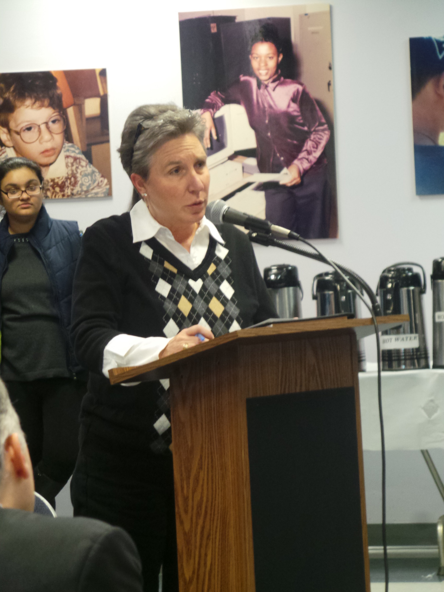 Josephine Bottitta, president of Malverne’s Board of Education, made an appeal to the board.