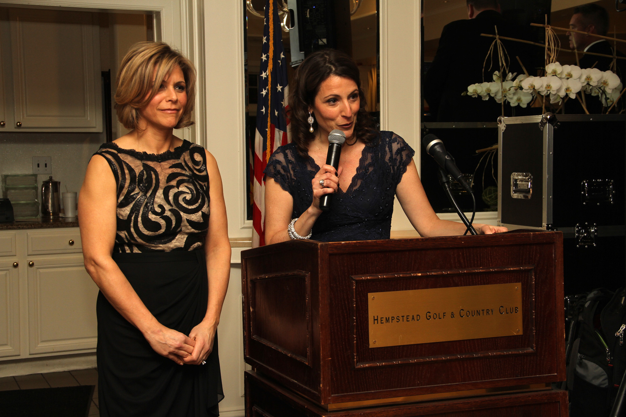Dr. Audra Cerruto, left, and Tina Rekus, Education Foundation vice presidents and co-chairs of the gala, addressed the audience.