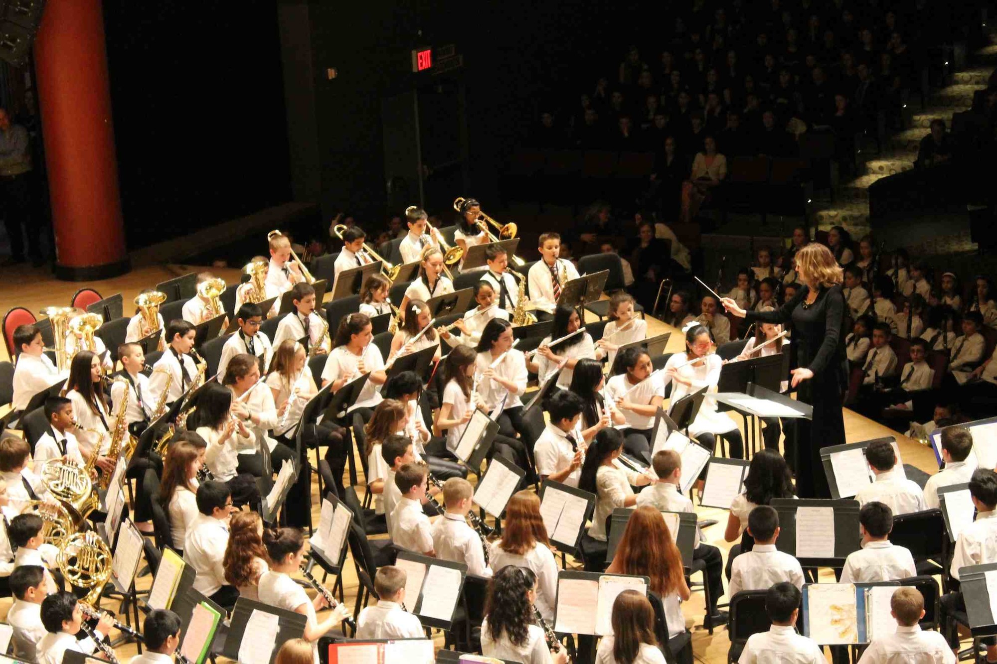 The All-District Elementary Band, students from Barnum Woods and McVey elementary schools, opened the performance at the Tilles Center for the Performing Arts in Greenvale.