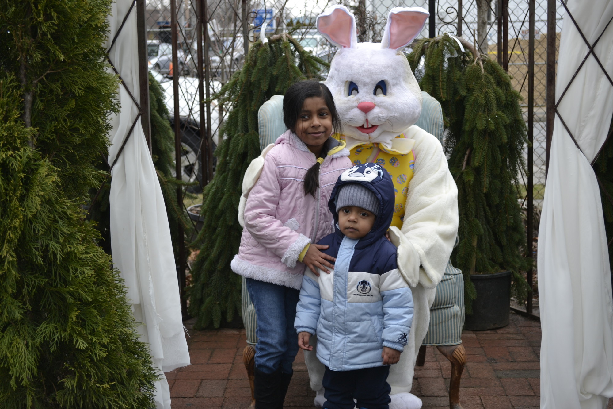 Varsha and Ash Ramrookum didn’t miss out on an opportunity to pose with the Easter Bunny.