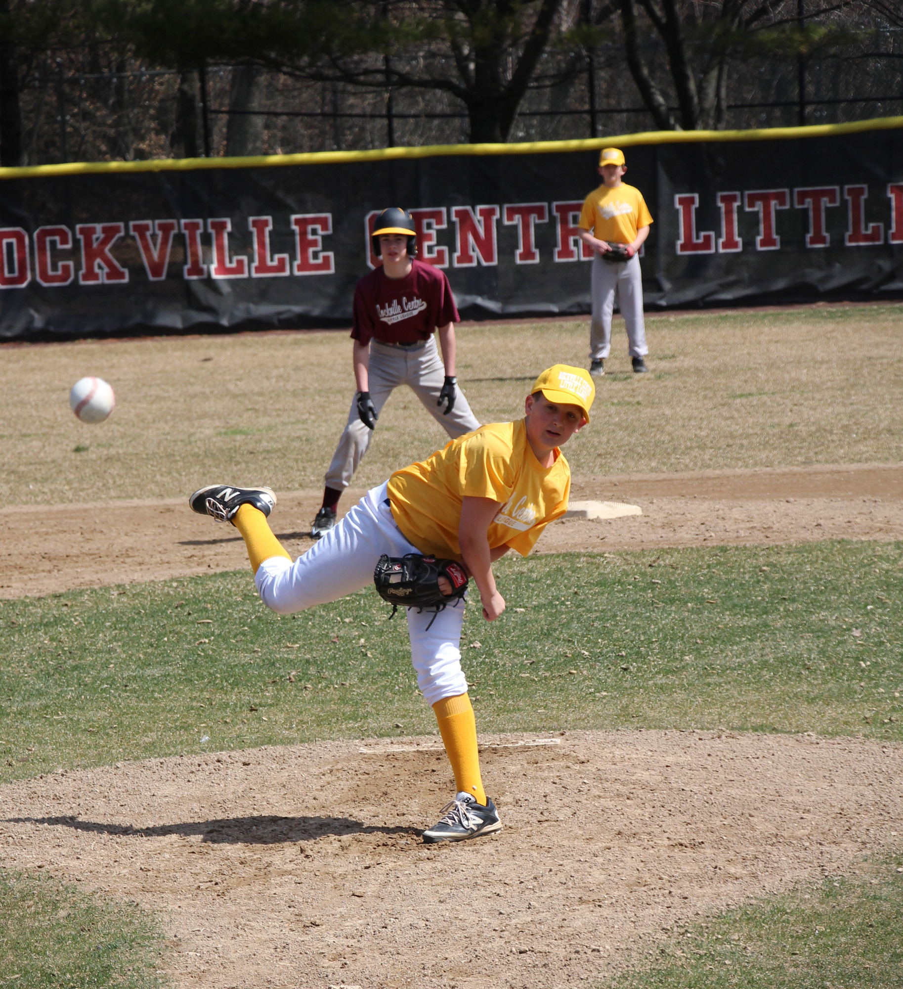 The Rockville Centre Little League kicked off its season last Saturday, holding games across the village. Above, Jake Murphy threw one of the first pitches of the new season.