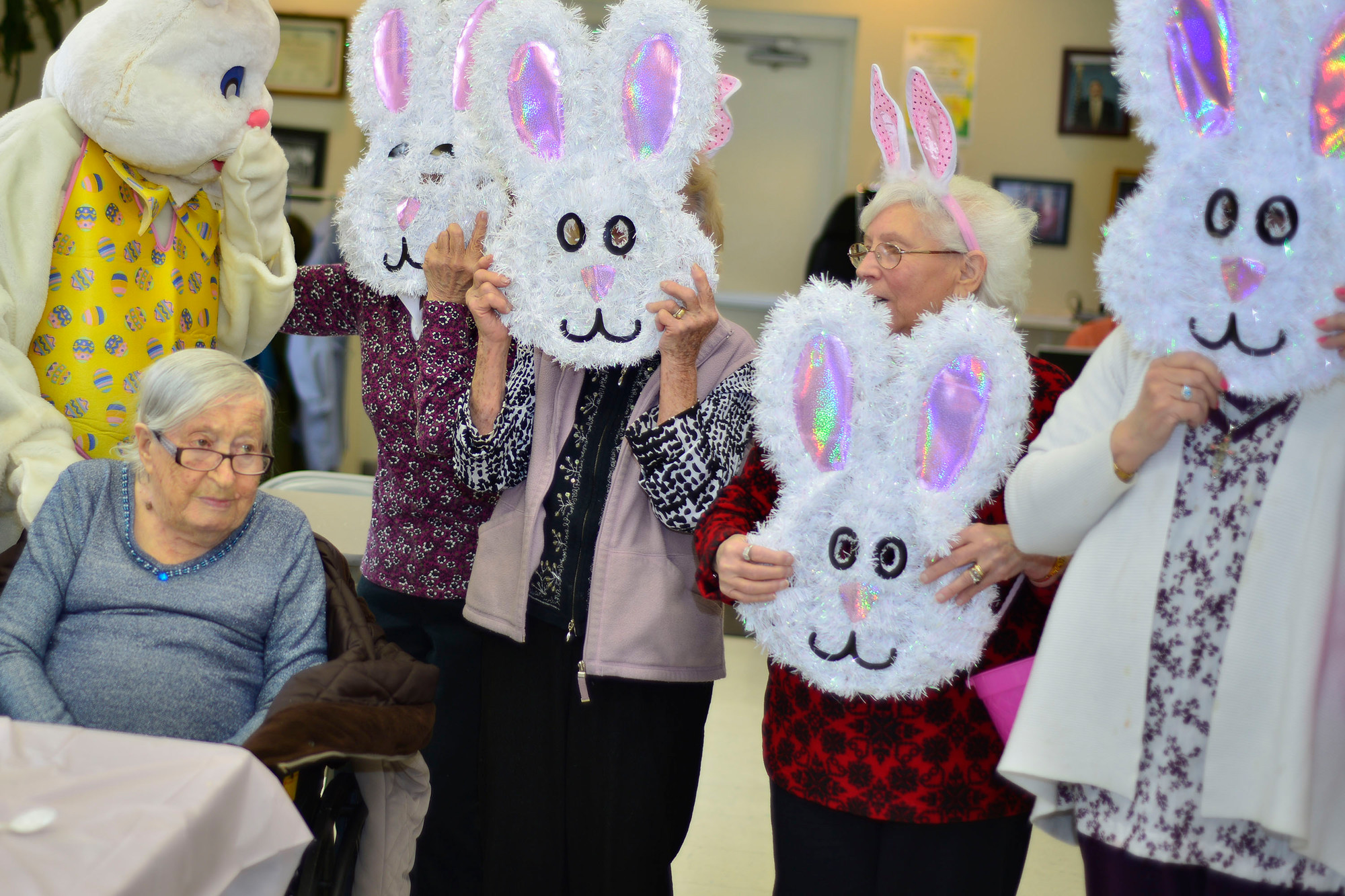 The Easter Bunnies surrounded Molly Spiegel, seated, who is 104.