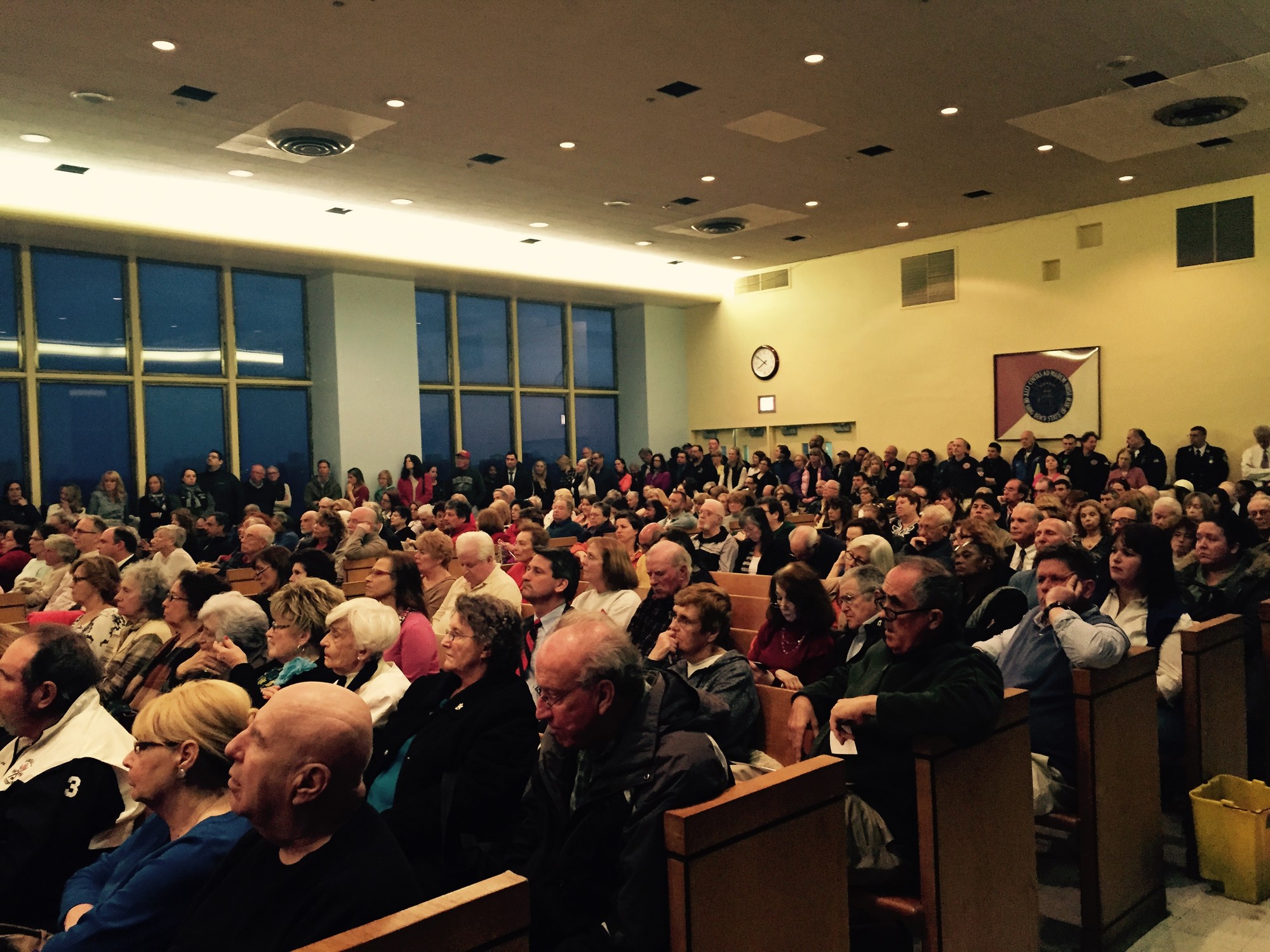Hundreds of residents packed the sixth-floor auditorium of City Hall at Monday’s forum.