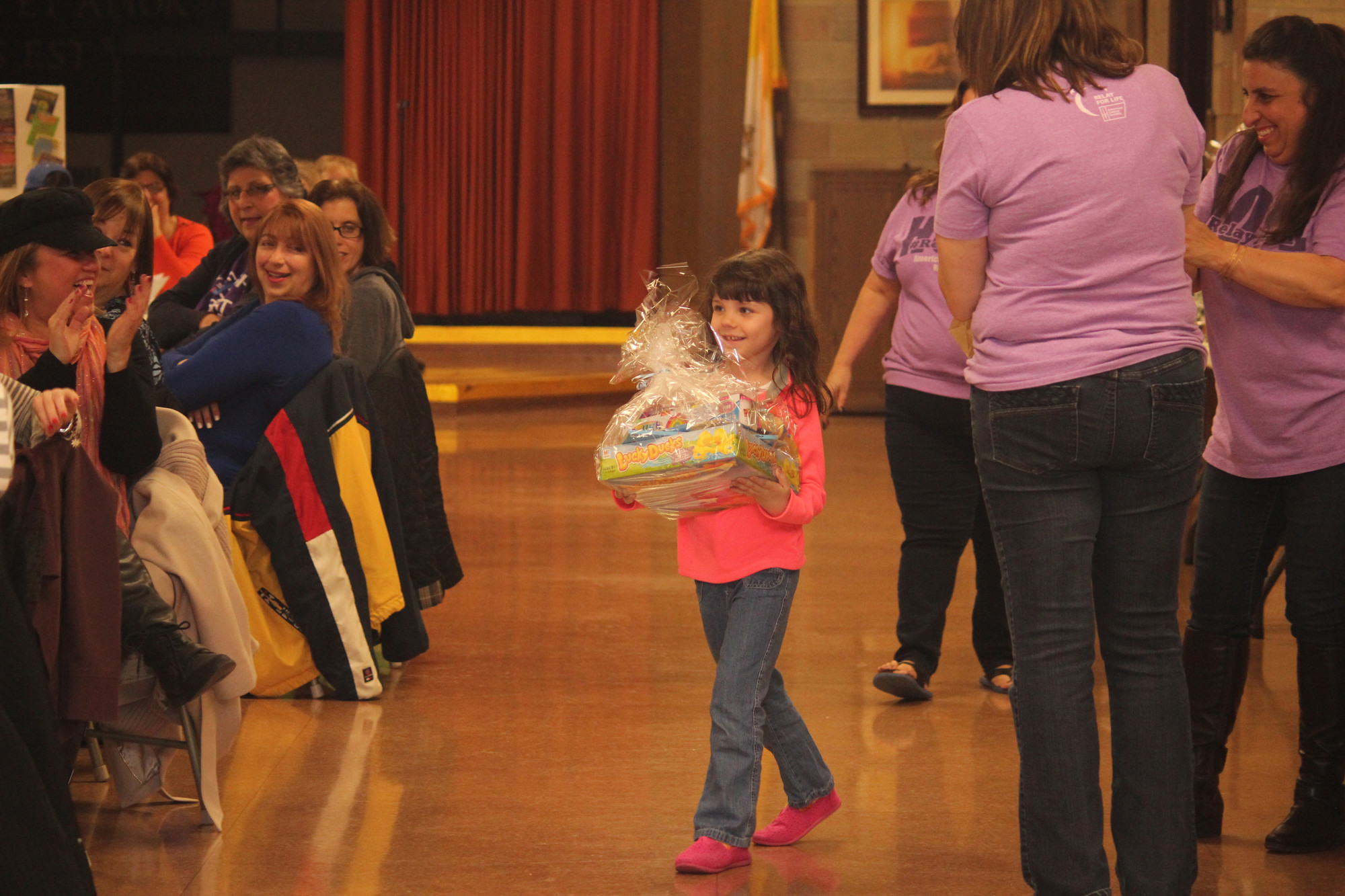 Leah Moran, 5, was the proud winner of one of more than 60 raffle baskets.