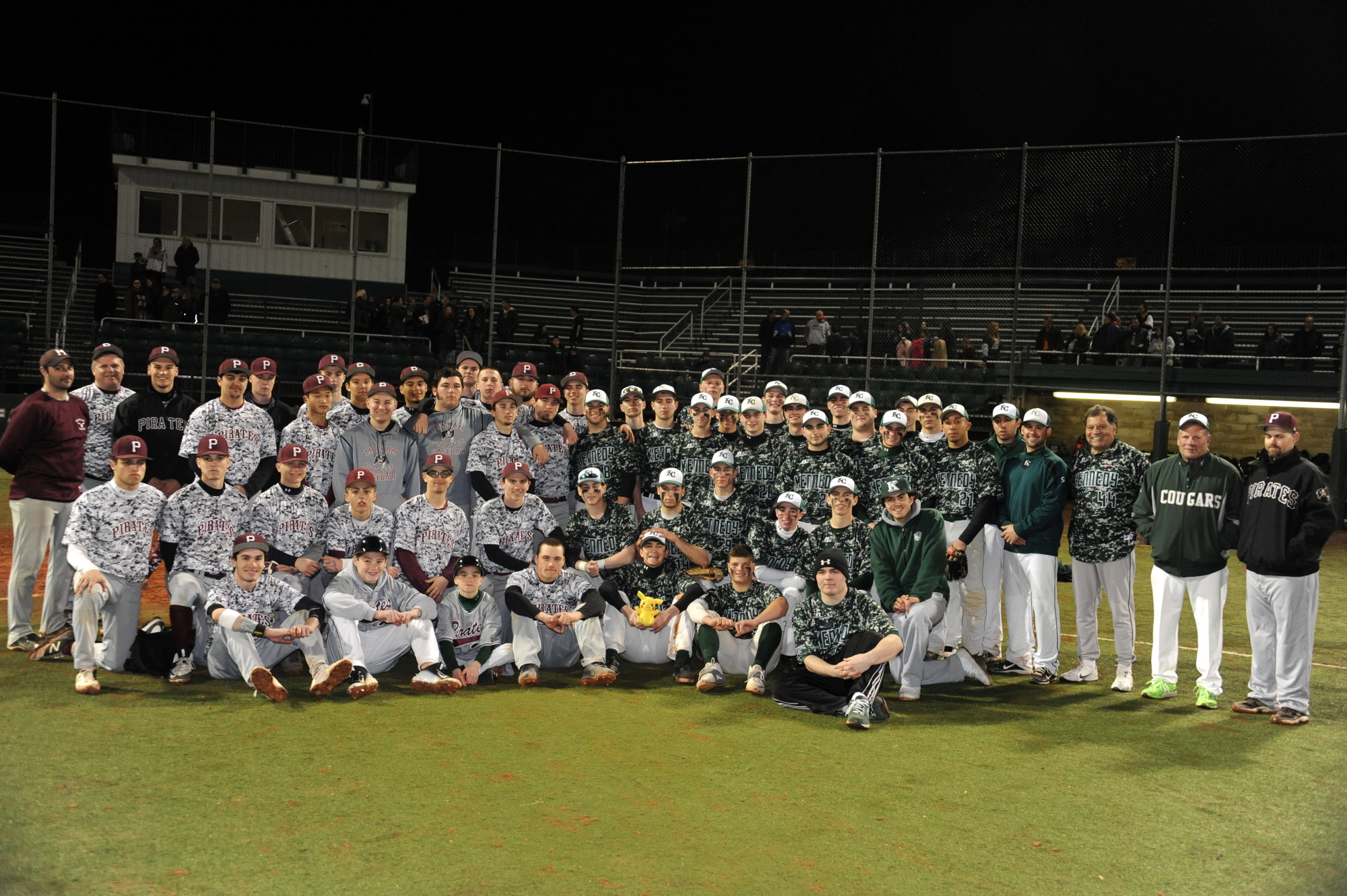 The Mepham and Kennedy baseball teams recently squared off at the SUNY Farmingdale Baseball Complex in a special charity game to honor military personnel and their families.