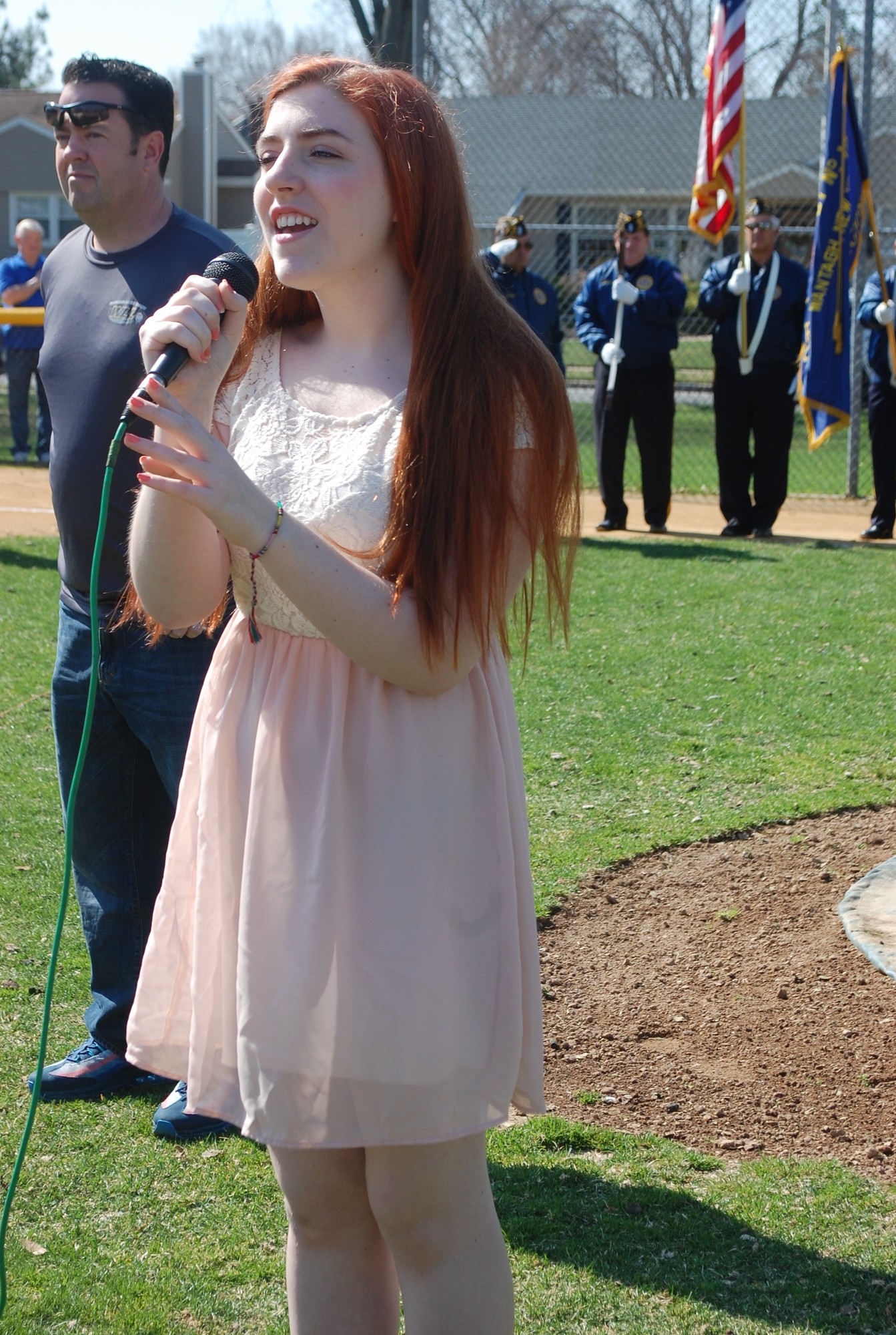 Erin Bortell, a Wantagh High School senior, sang the National Anthem.