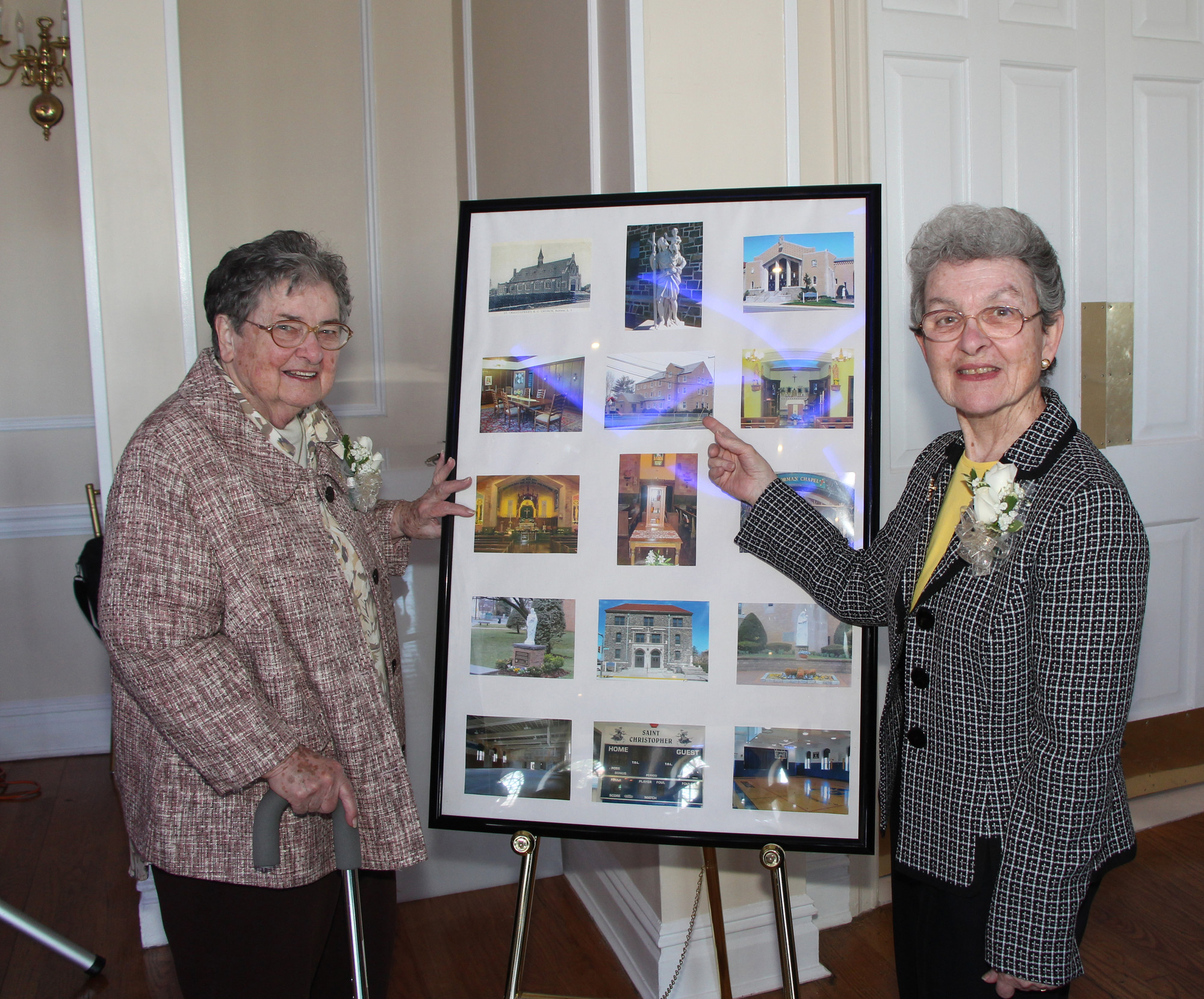 Sister Maria Finn, left, and Sister Joanne DeLaura reflected upon the rich history at St. Christopher’s Church.