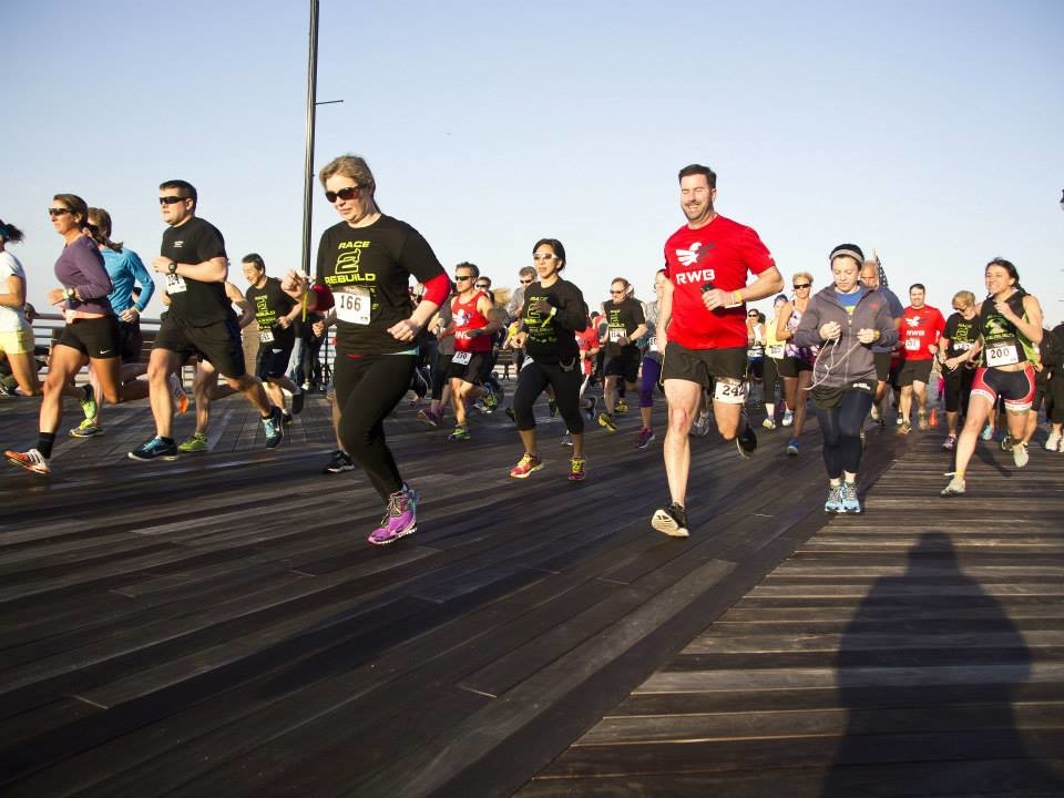 Runners started on the boardwalk before finishing on the beach for the race’s last stretch.