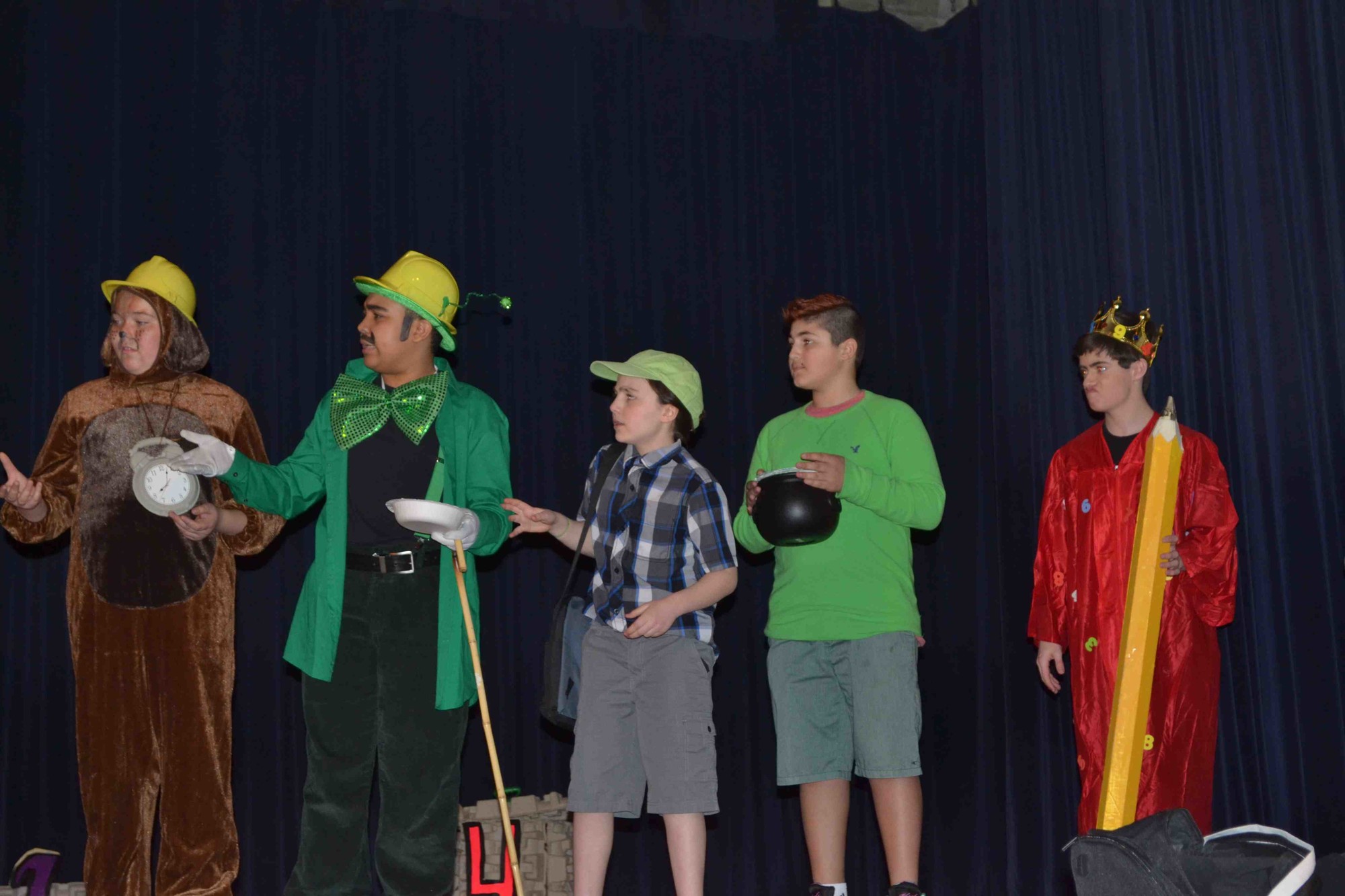 A talented cast of Long Beach Middle School students took the stage and presented “Phantom Tollbooth.” Natalie Goggin, center, played Milo, the main character, who embarked on a journey through a land of adventures.
