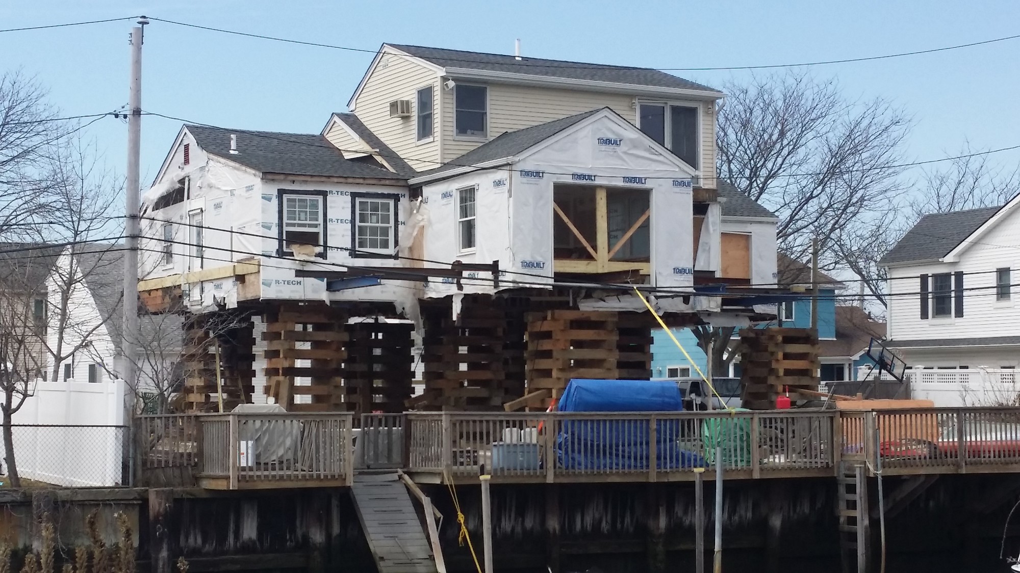 Hurricane Sandy ripped through Long Beach on Oct. 29, 2012. Now hundreds of homes in the city, such as this canal-front property, are being raised.