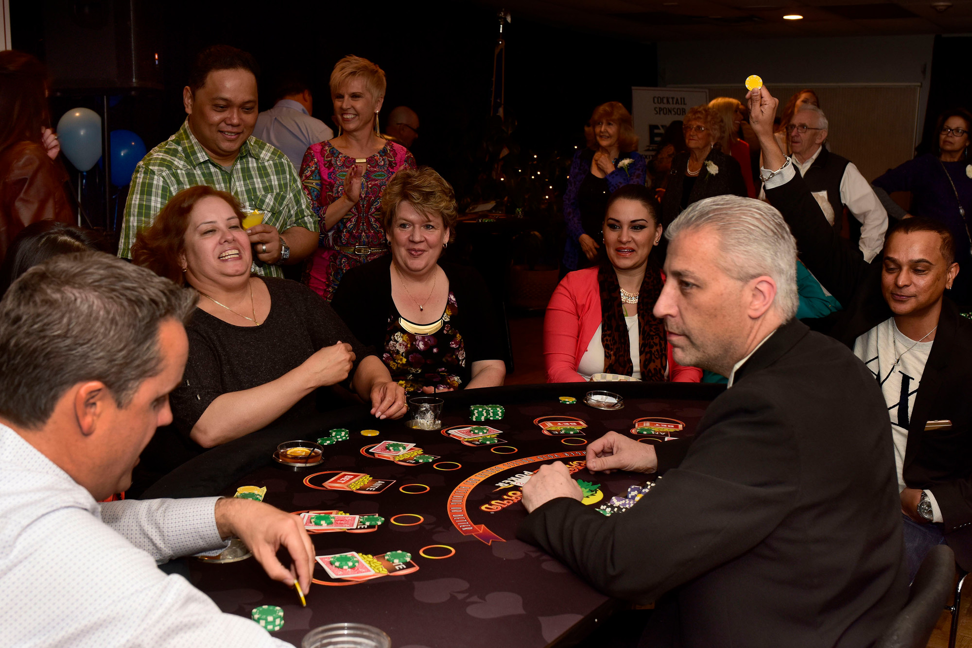 Professional dealers ran casino-style games for guests.