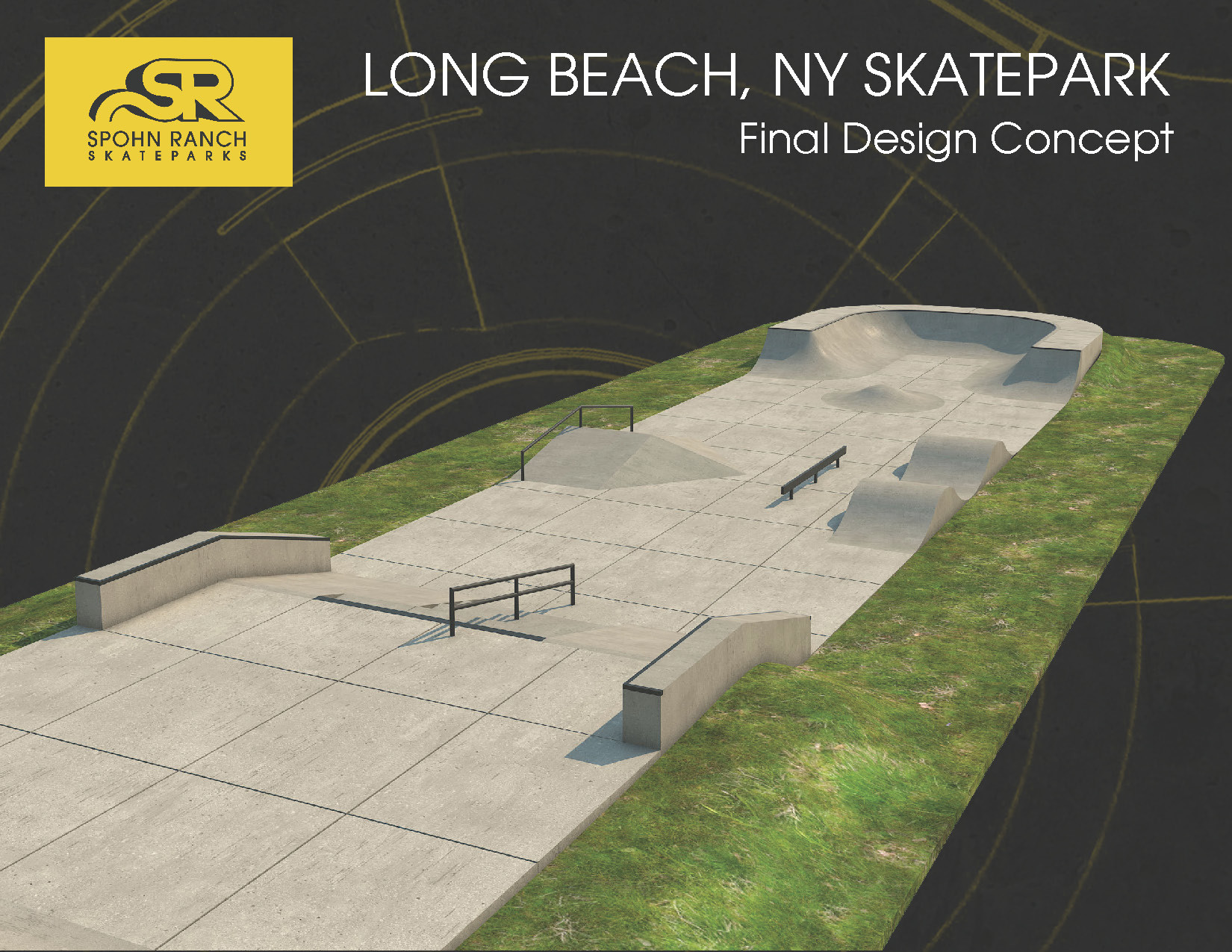 The first renderings of the finalized design for the new skate park.