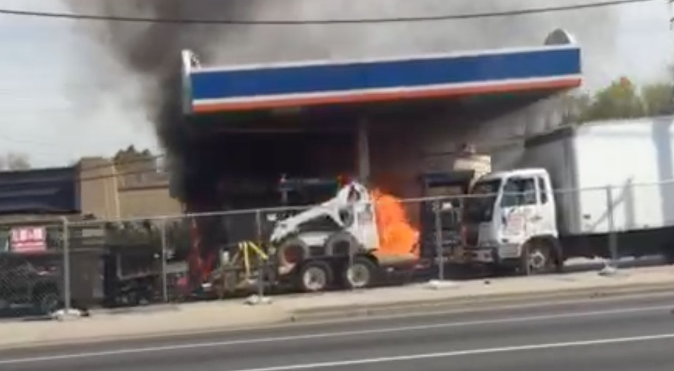 A fire was raging in Freeport at this gas station on Tuesday morning, May 5.