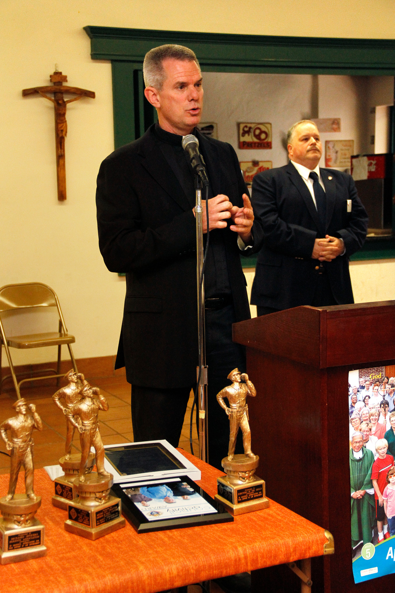 Father peter dugandzic was honored with a Grand Knights award.