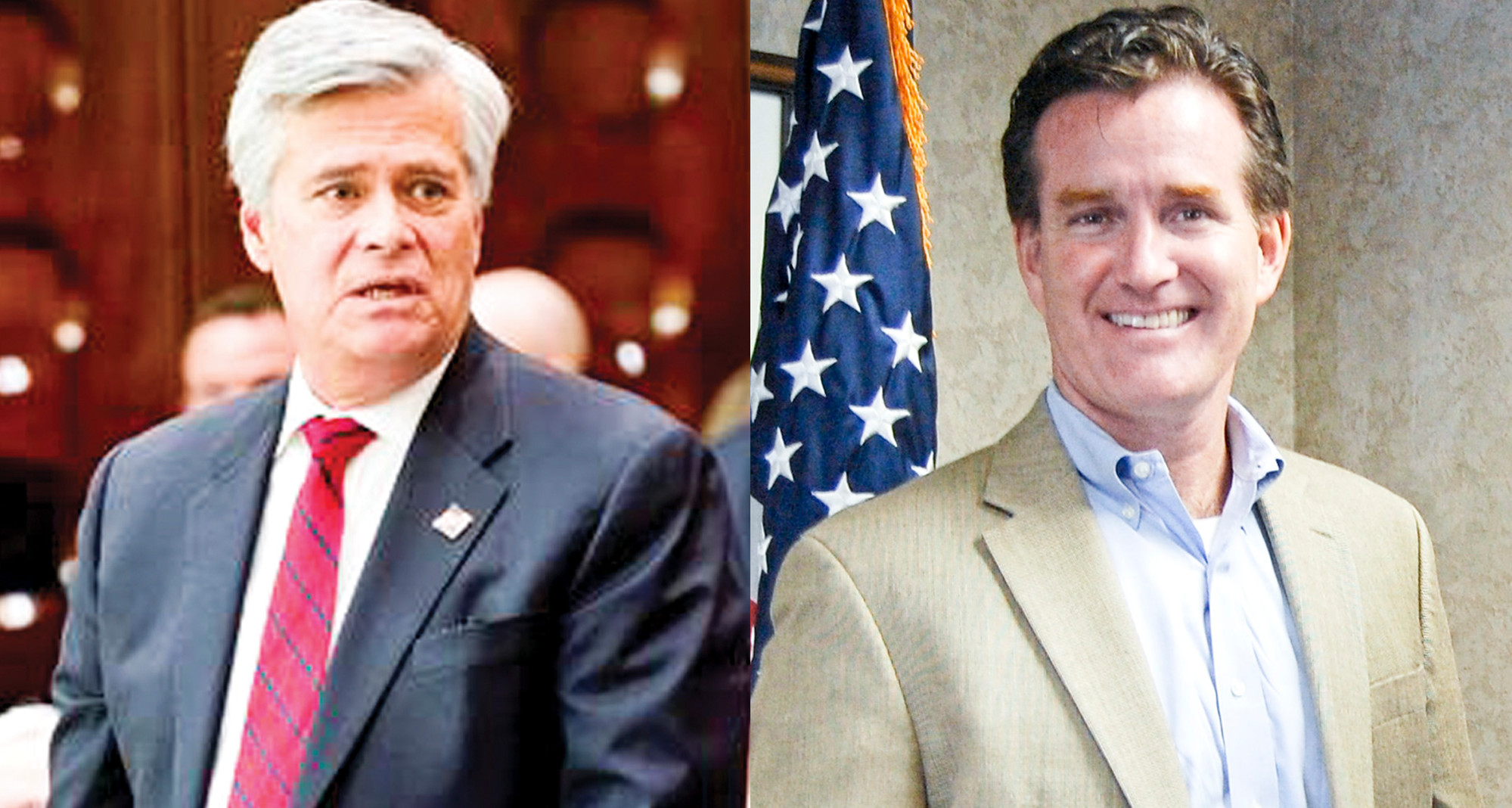 Dean Skelos, left, is said to be stepping down from his position as Majority Leader of the Senate. Reports say that John Flanagan, a Republican from East Northport, will be replacing him.