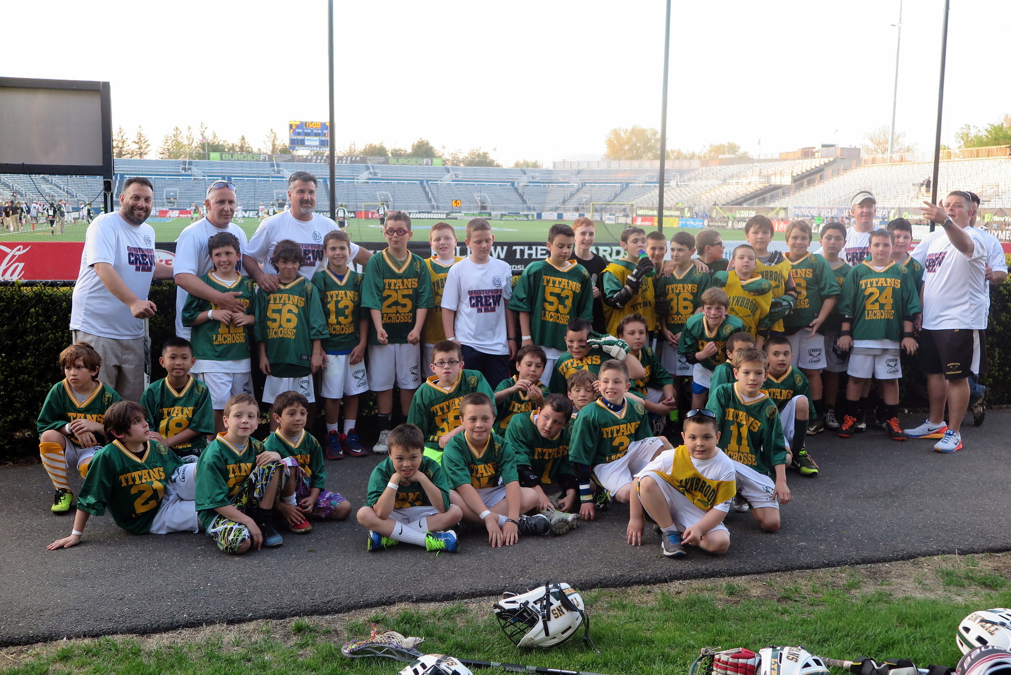 The Lynbrook Titans fourth and fifth-graders played on the field in honor of their friend Christopher, who has severe hemophilia. The group raised more than $2,000 in ticket sales at the event.