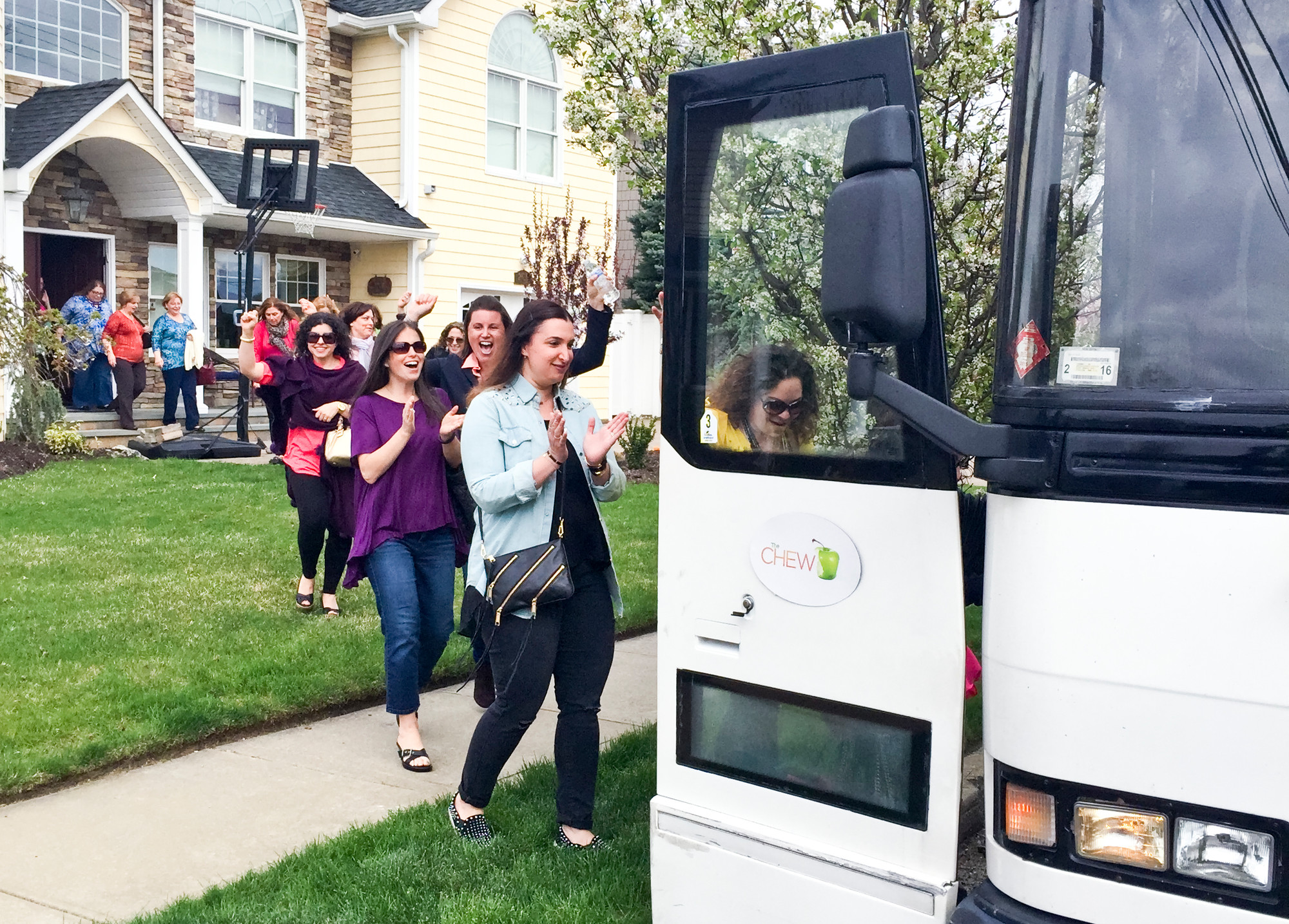 The Merrick Moms boarded the bus at Jodi Turk-Goldberg’s house on April 30 for the trip in to the show.
